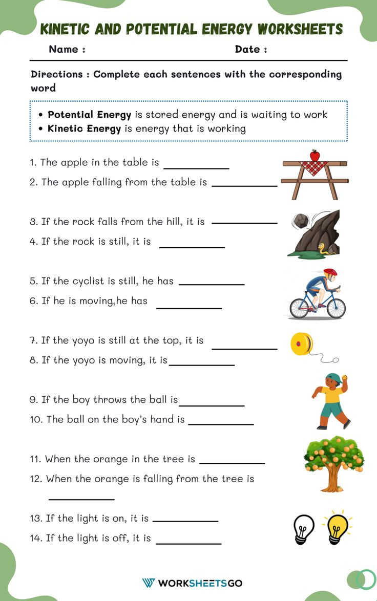 Kinetic And Potential Energy Worksheets with Free Printable Worksheets On Potential And Kinetic Energy