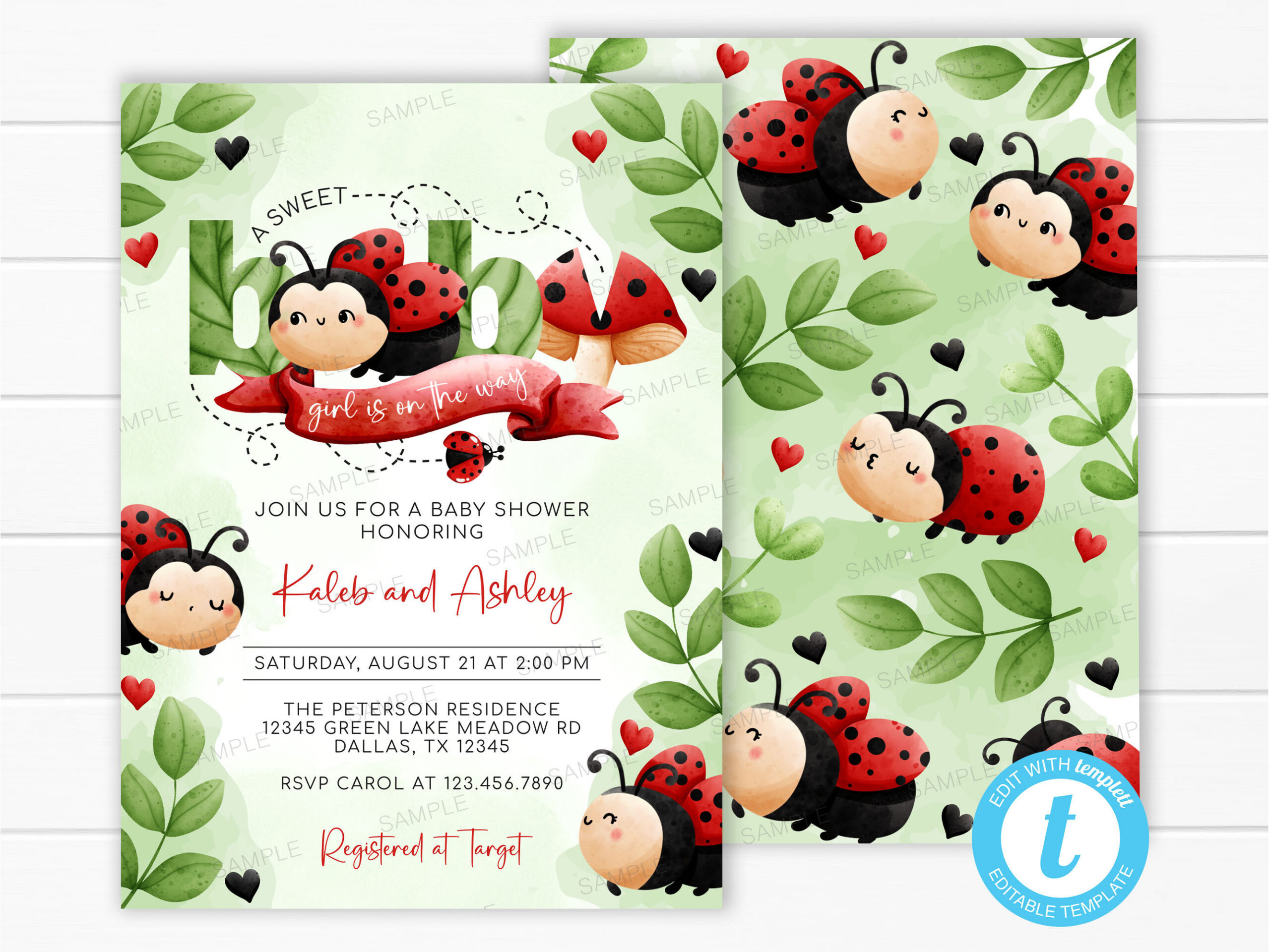 Ladybug Baby Shower Invitation, Ladybug Invite, Ladybug Baby regarding Free Printable Ladybug Baby Shower Invitations Templates