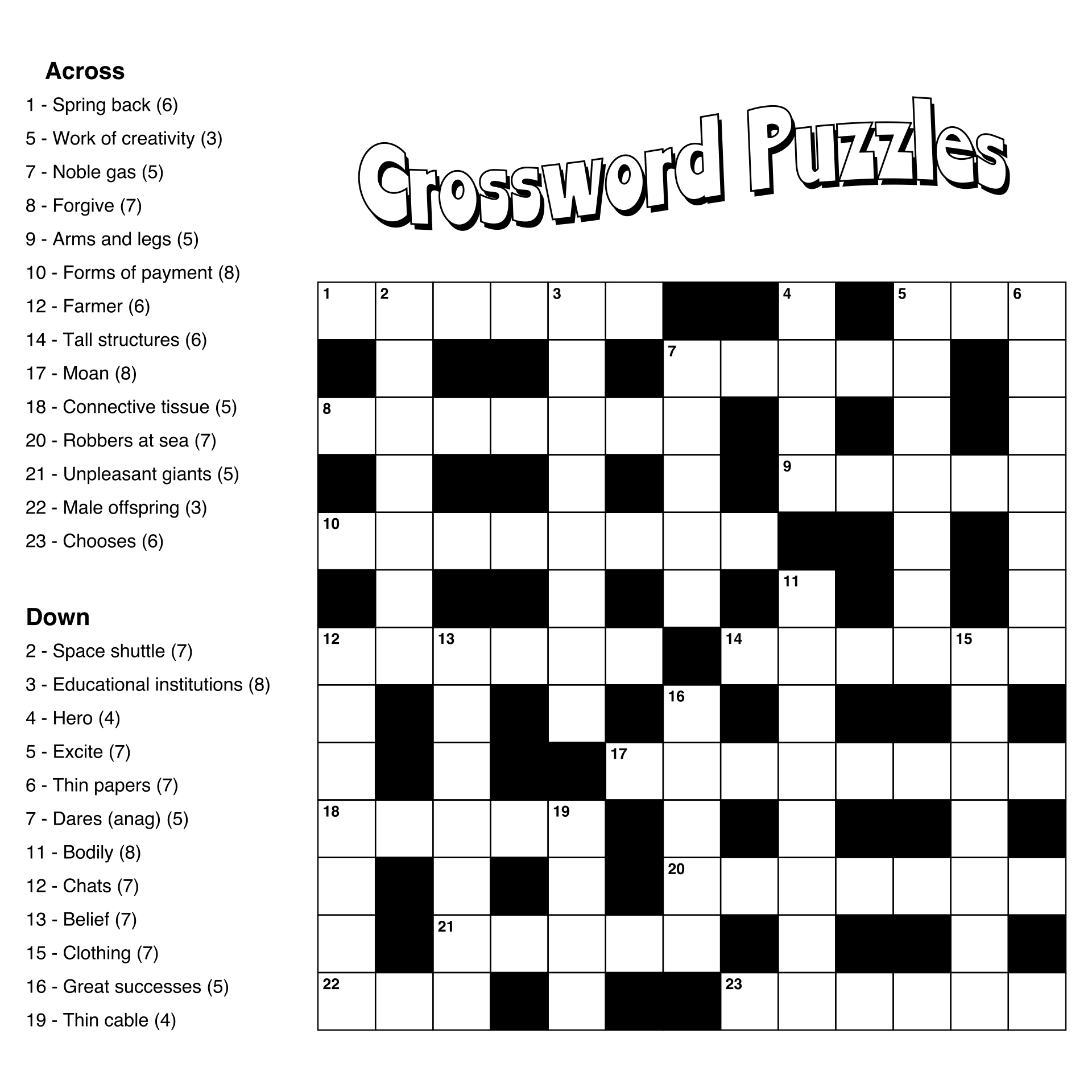 Large Print Easy Crossword Puzzles - 10 Free Pdf Printables intended for Free Printable Crossword Puzzles Medium Difficulty
