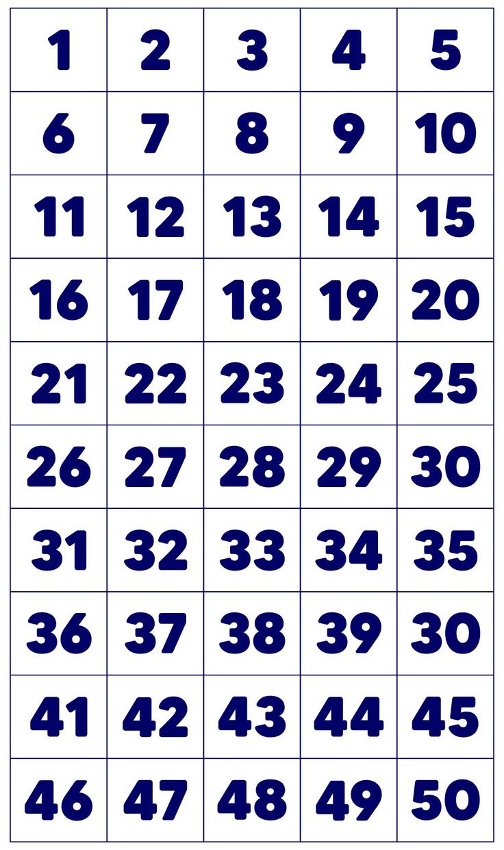 Large Printable Numbers 1 50 | Plantilla De Bingo, Ejercicios De with regard to Free Large Printable Numbers 1 100