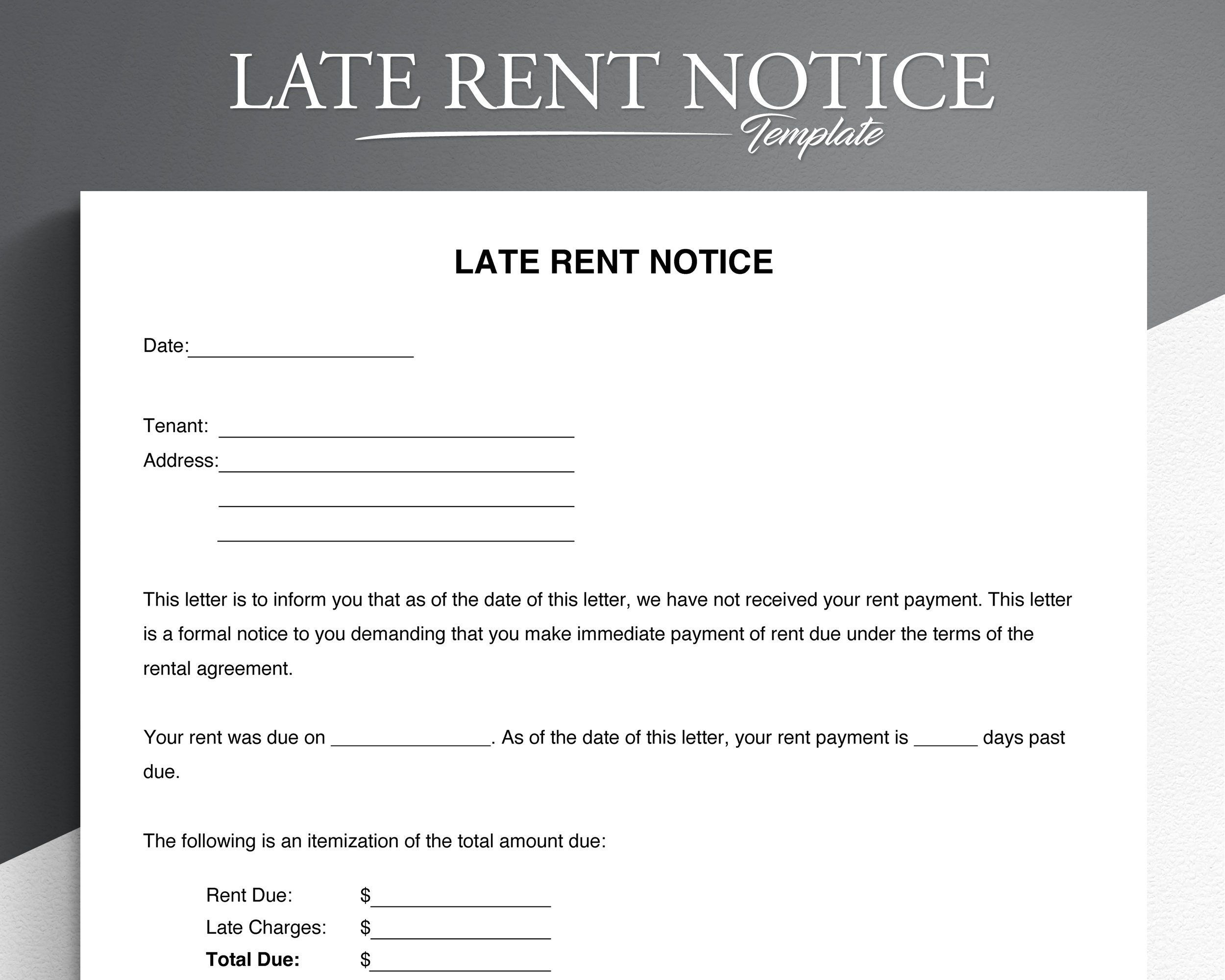 Late Rent Notice. Google Docs/Microsoft Word. Late Rent Payment throughout Free Printable Late Rent Notice