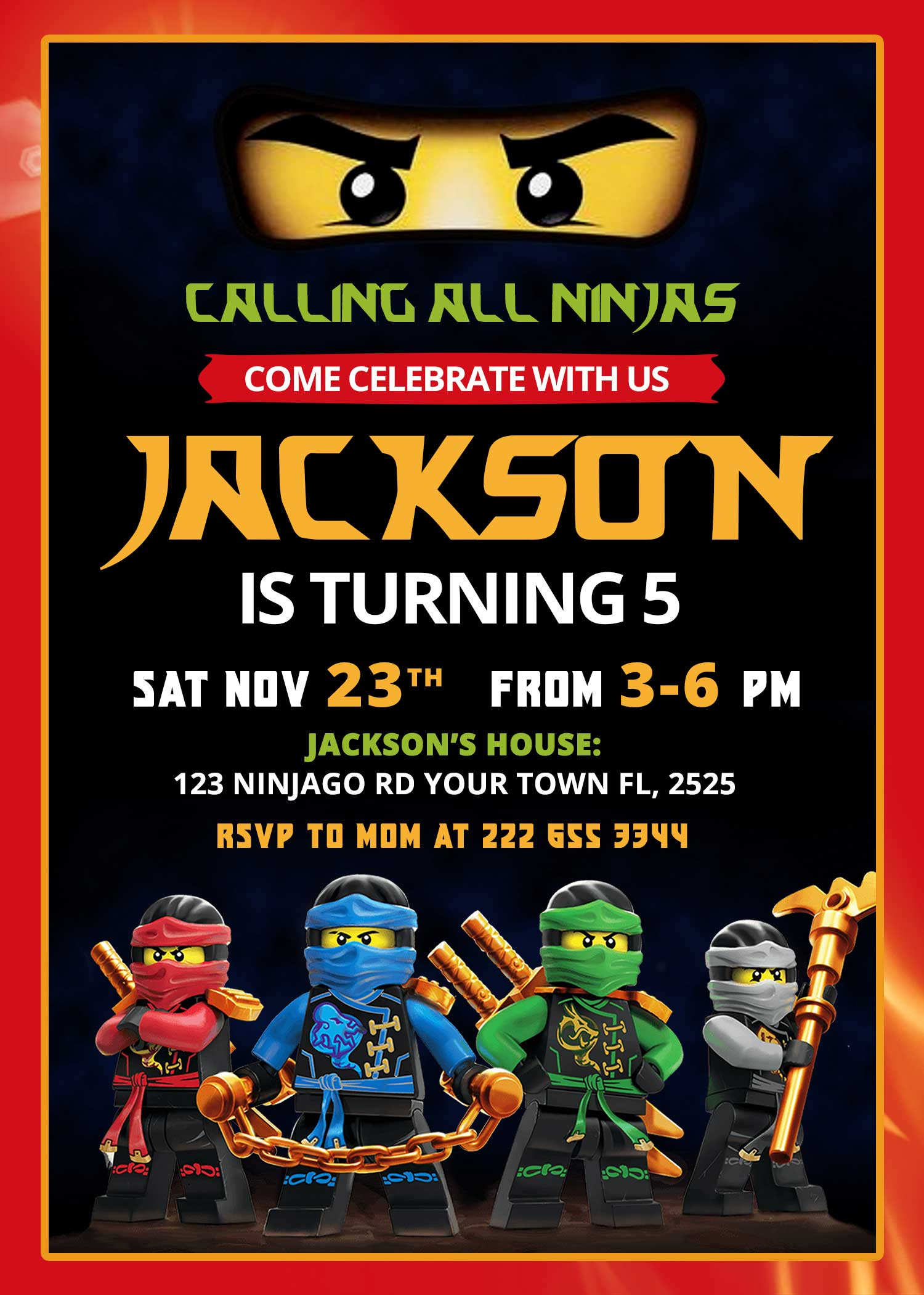 Lego Ninjago Birthday Invite | Fantastic Invitation - Worksheets regarding Lego Ninjago Party Invitations Printable Free