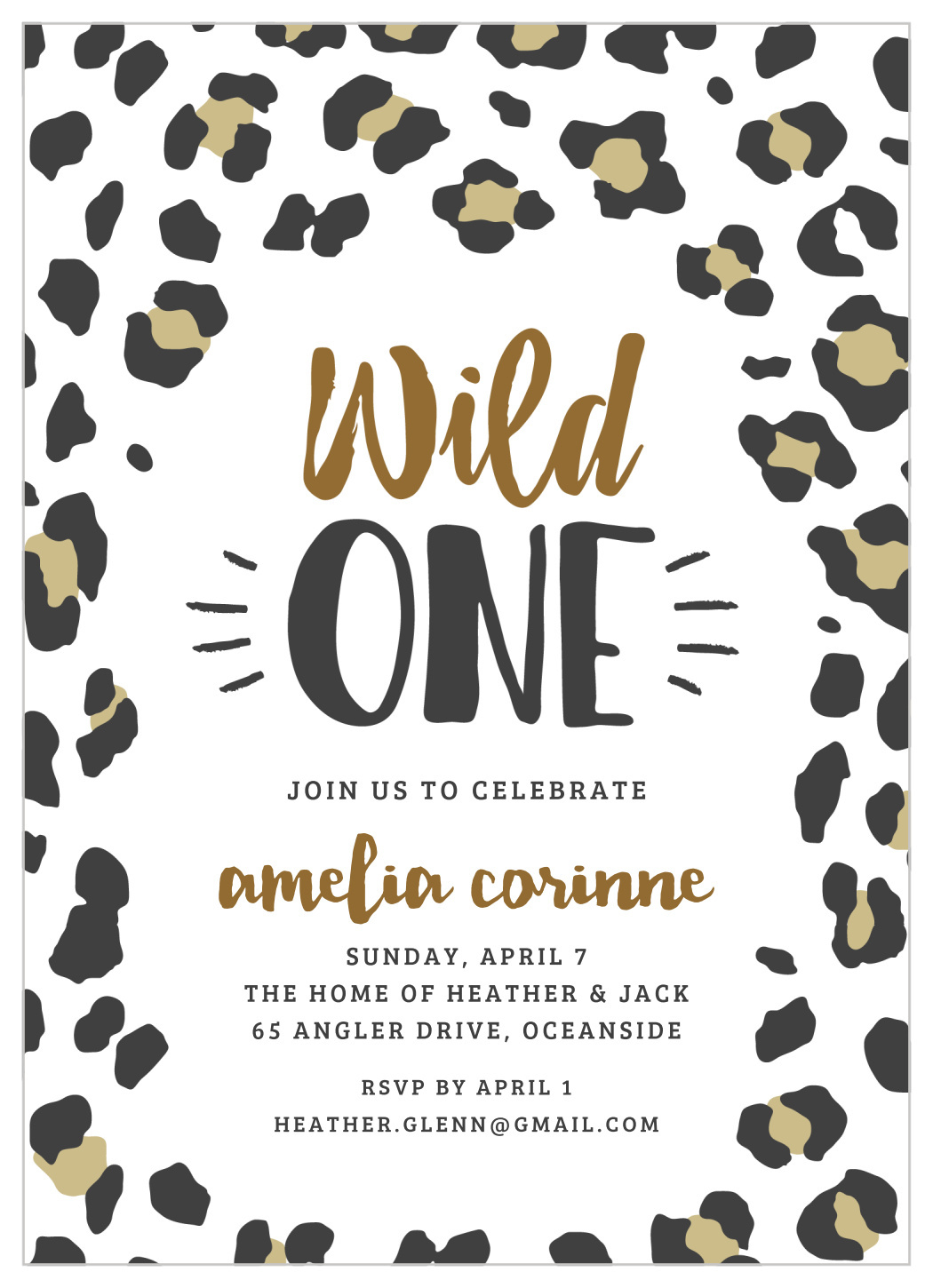 Leopard Print First Birthday Invitationsbasic Invite within Free Printable Cheetah Birthday Invitations