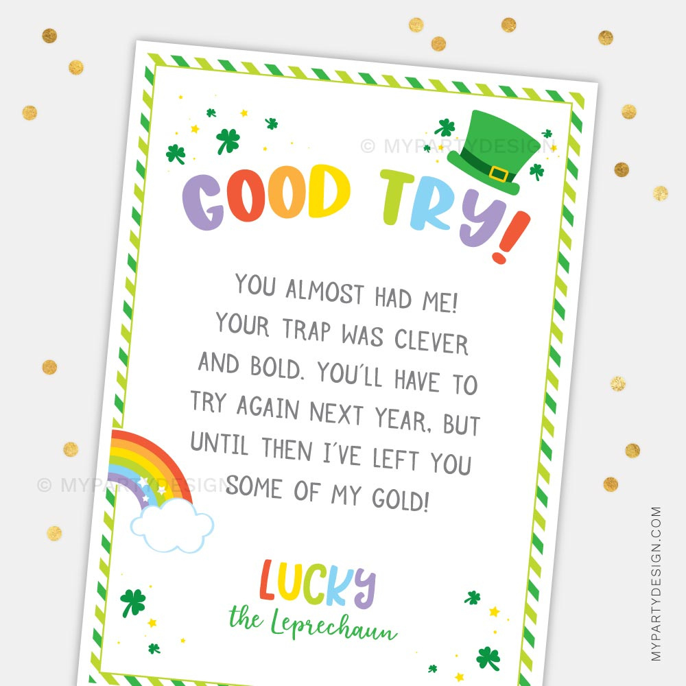 Leprechaun Trap Letter For St Patrick&amp;#039;S Day - My Party Design with Free Printable Leprechaun Notes