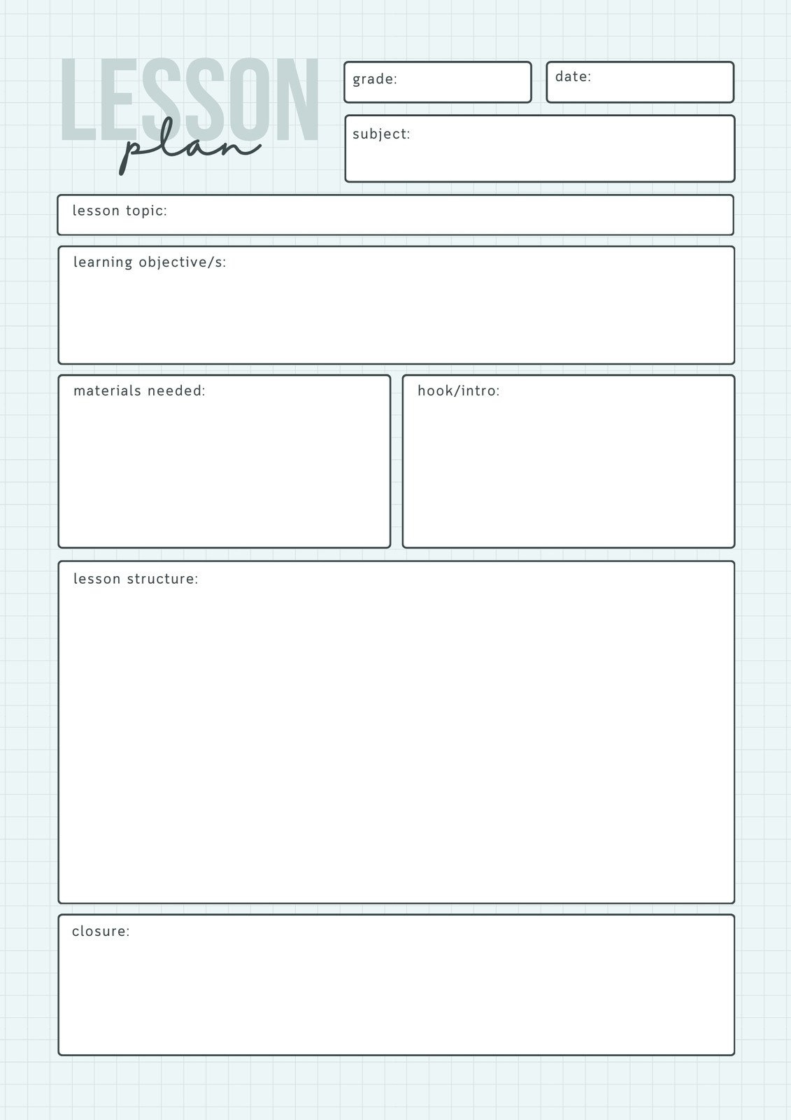 Lesson Plan Templates You Can Customize For Free | Canva intended for Free Printable Lesson Plan Template Blank