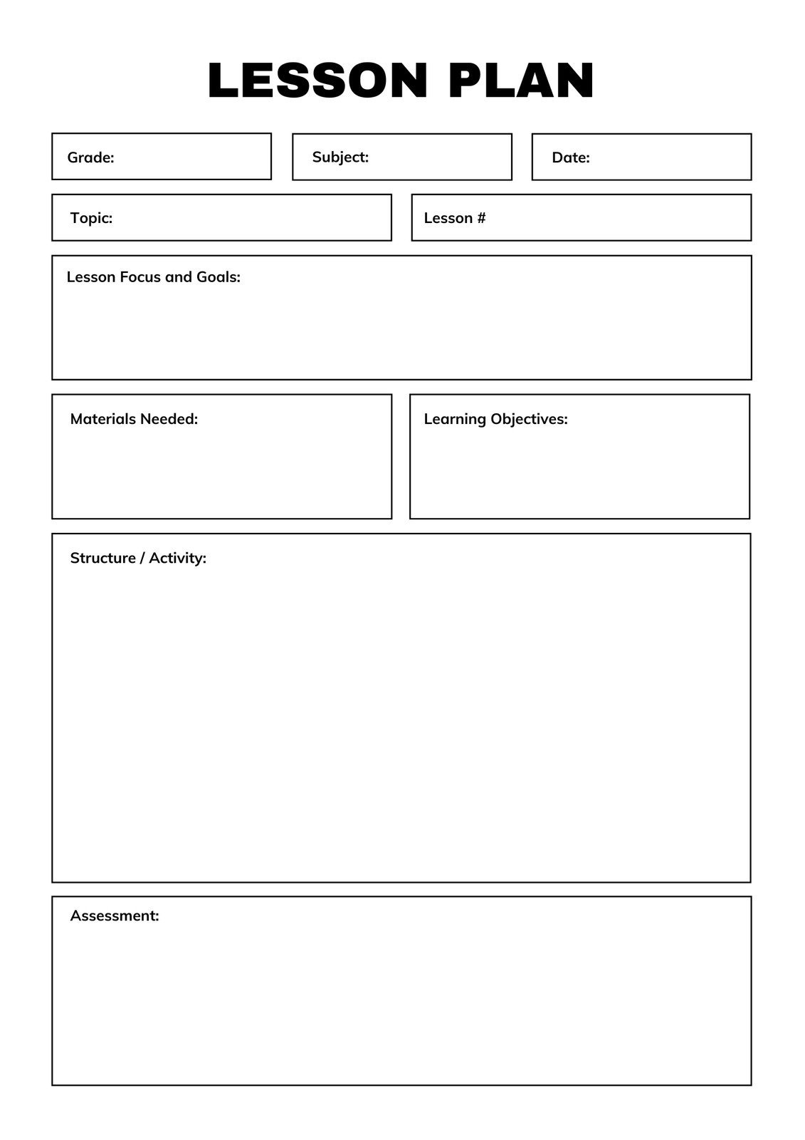 Lesson Plan Templates You Can Customize For Free | Canva within Free Printable Lesson Plan Template Blank