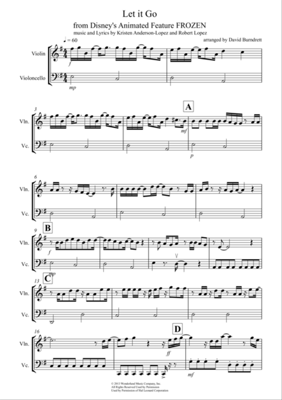 Let It Go (From Frozen) intended for Let It Go Violin Sheet Music Free Printable