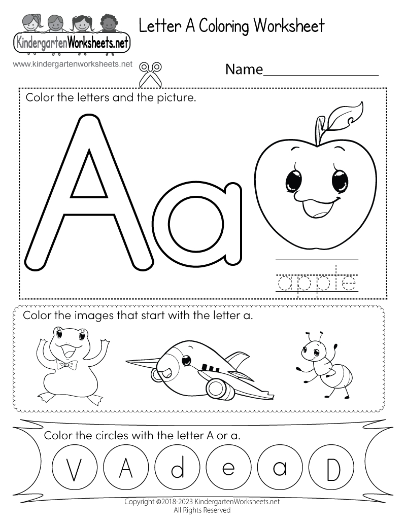 Letter A Coloring Worksheet - Free Printable, Digital, &amp; Pdf for Free Printable Alphabet Worksheets For Kindergarten
