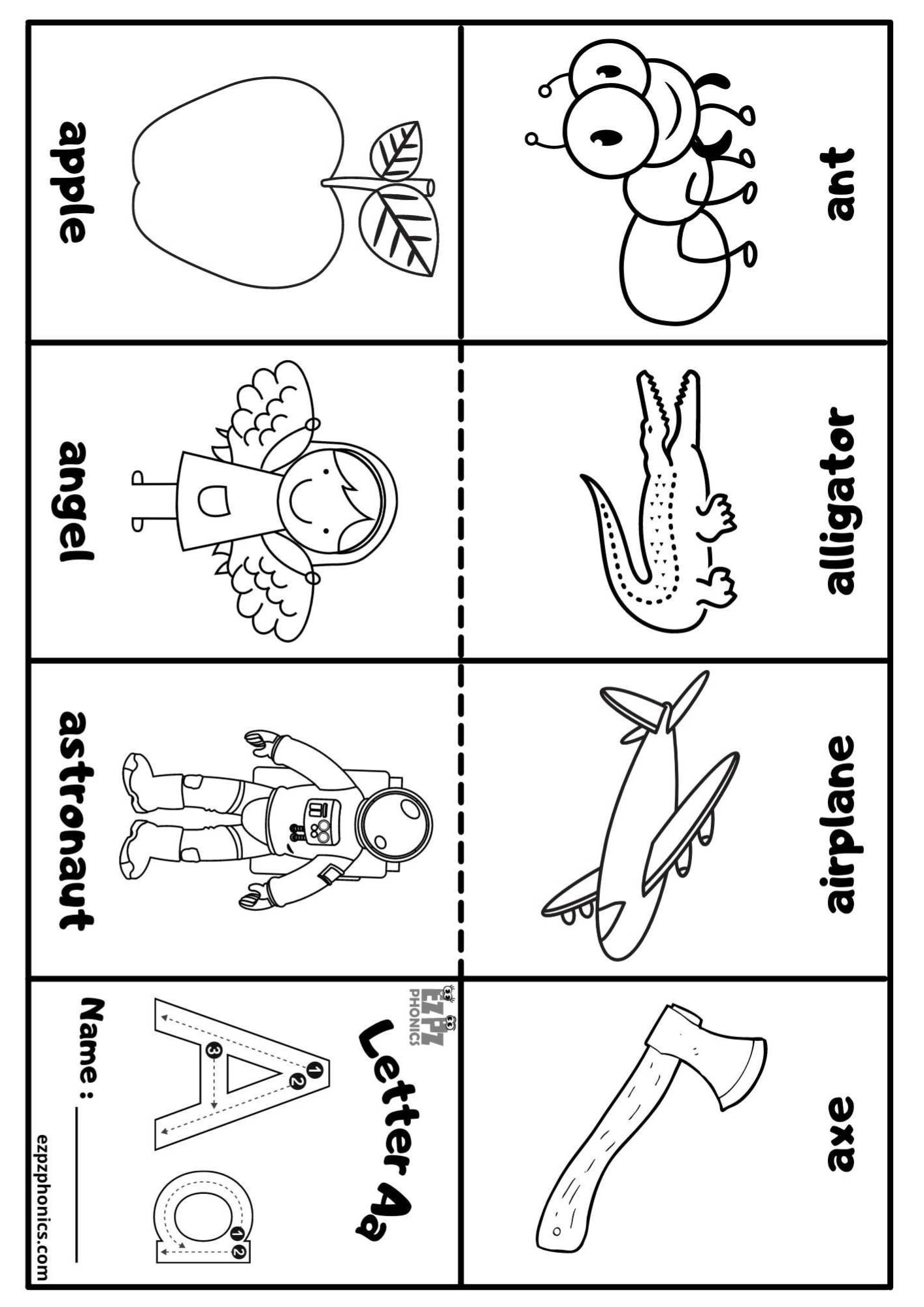 Letter A Mini Coloring Book Free Printable Pdf - Ezpzphonics in Free Printable Mini Books