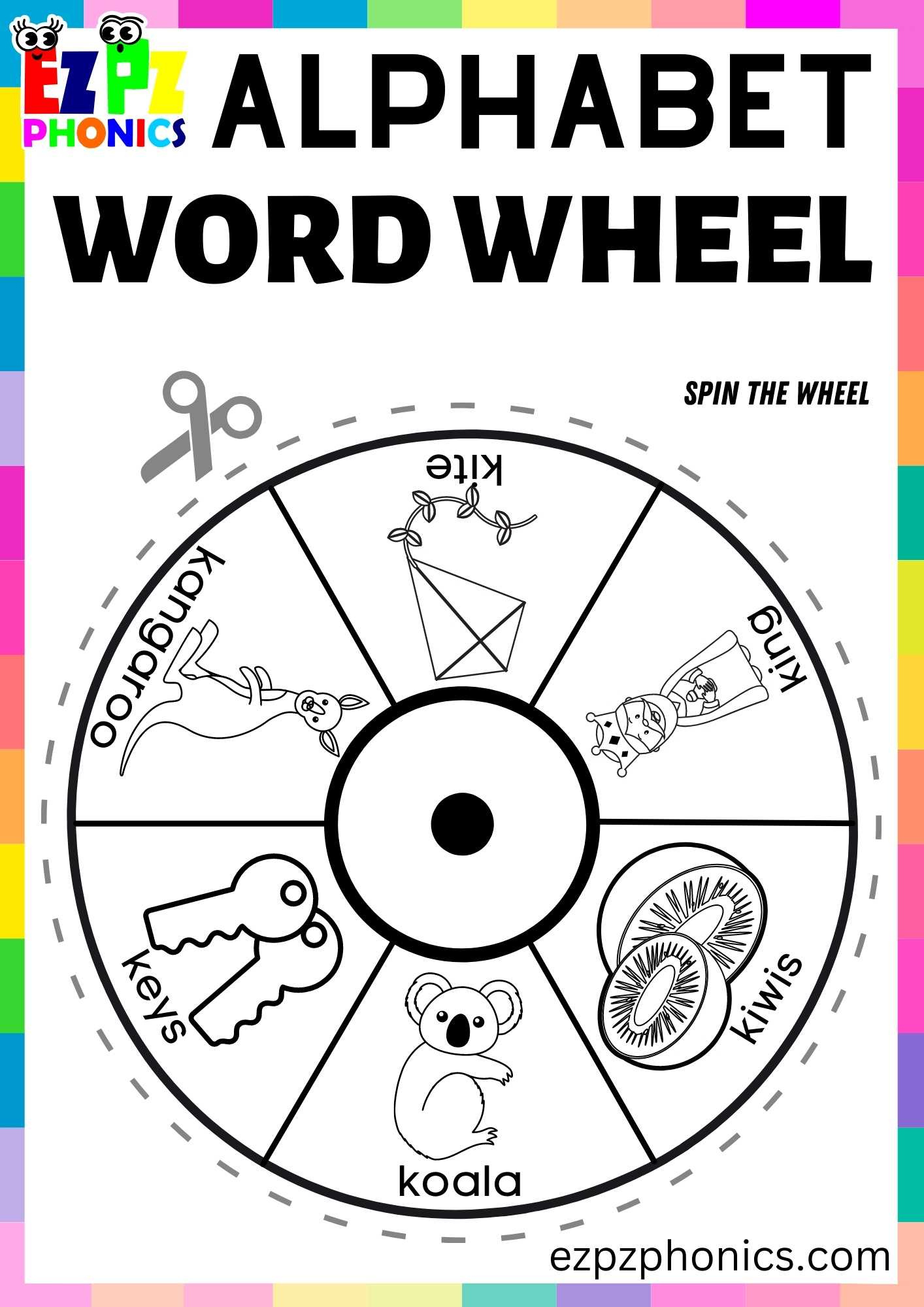 Letter K Alphabet Coloring Spinner Wheel Phonics - Ezpzphonics in Free Printable Alphabet Wheels