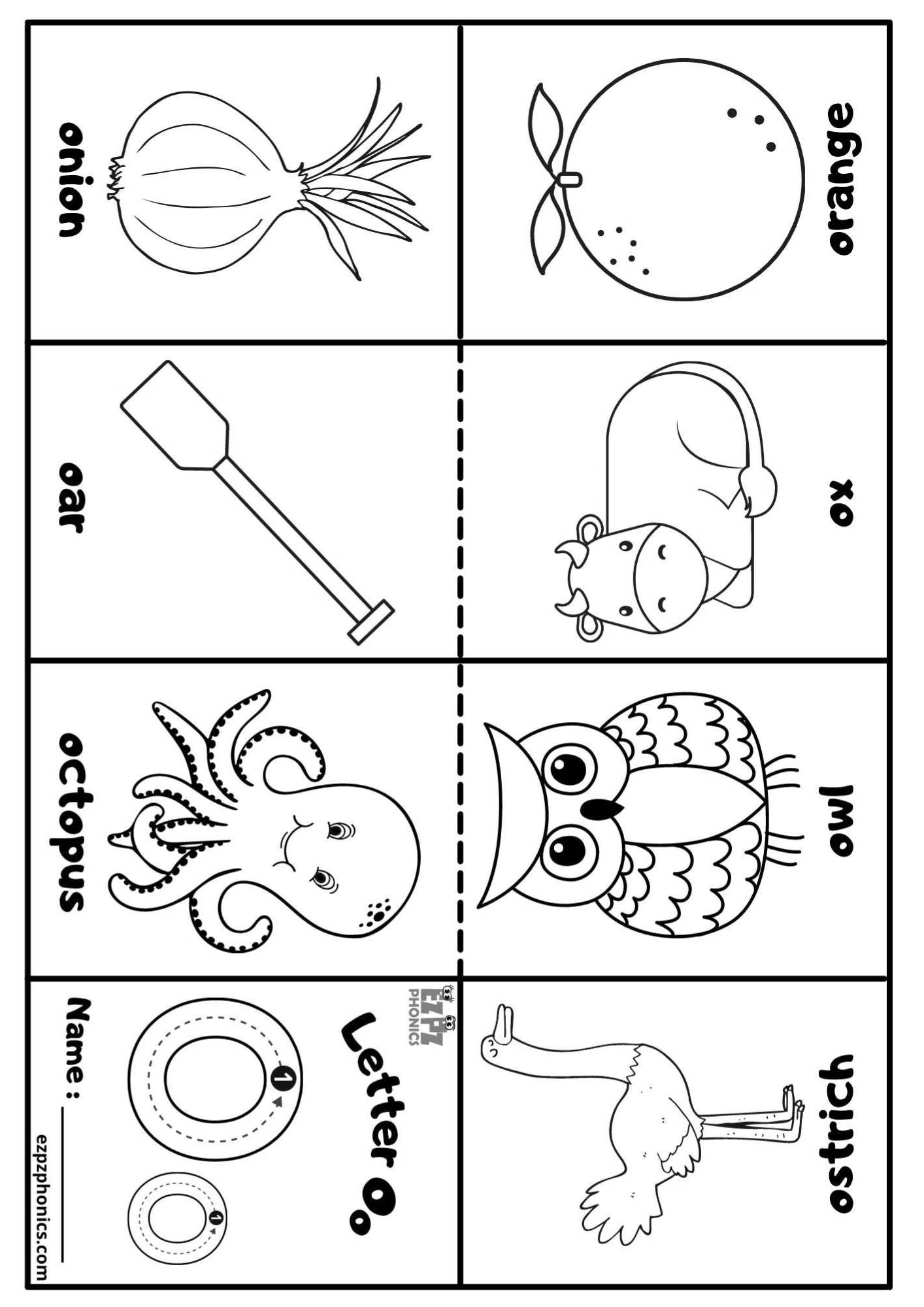 Letter O Mini Coloring Book Free Printable Pdf - Ezpzphonics inside Free Printable Phonics Books For Kindergarten