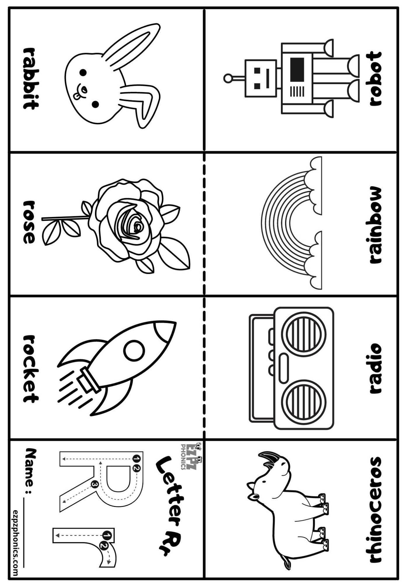 Letter R Mini Coloring Book Free Printable Pdf - Ezpzphonics in Free Printable Phonics Books For Kindergarten