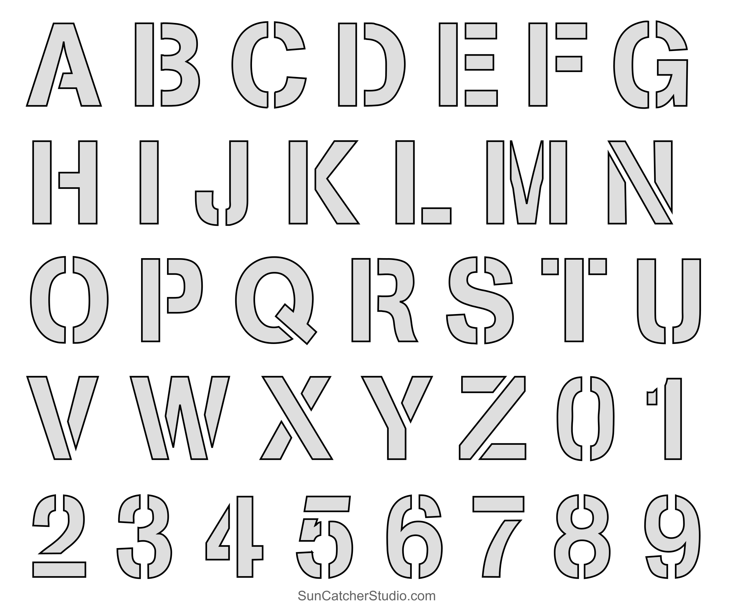 Letter Stencils (Printable Alphabet, Font, Templates, Patterns for Free Printable Alphabet Stencils Templates