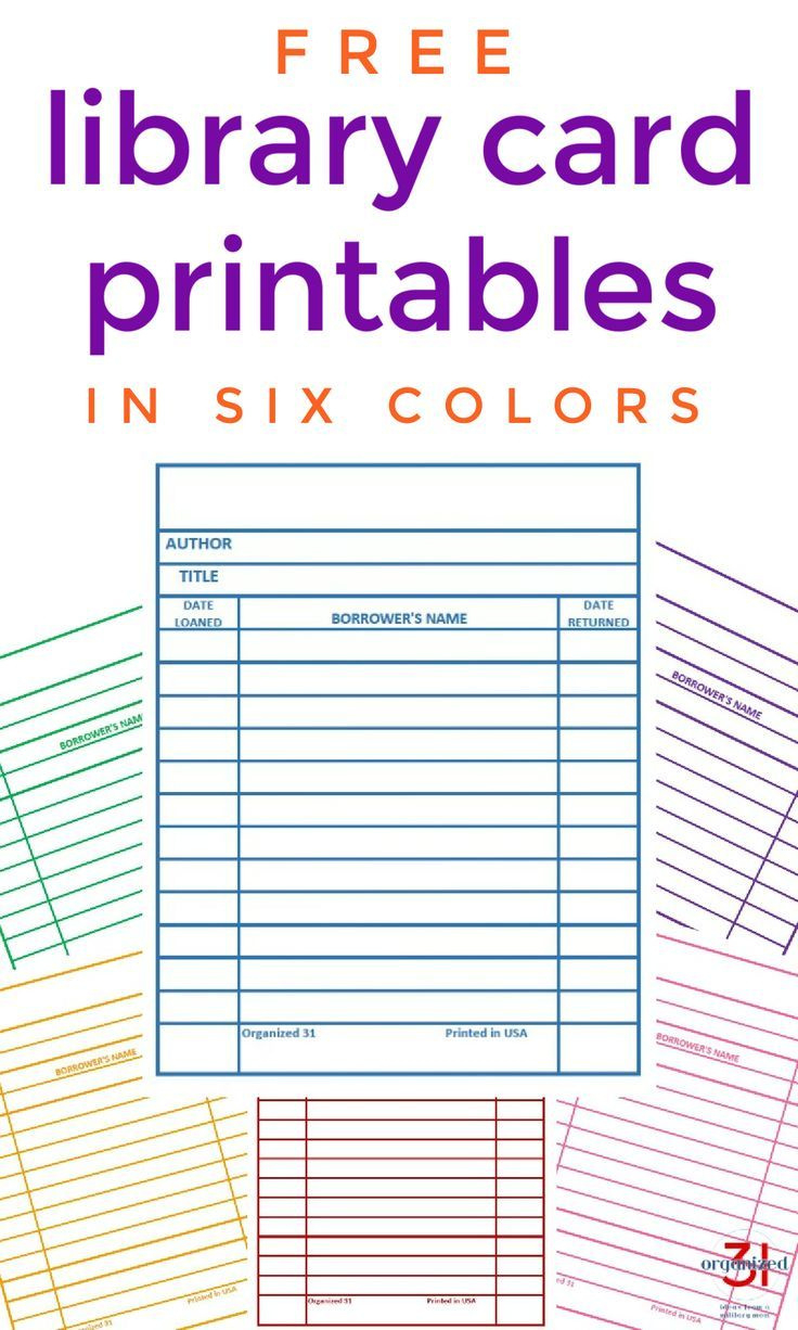 Library Card Printable in Free Printable Library Card Template
