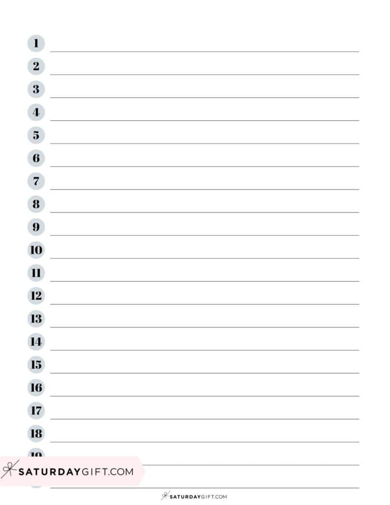 Lined Paper Printable Templates - 38 Free Printables | Saturdaygift intended for Free Printable Numbered List
