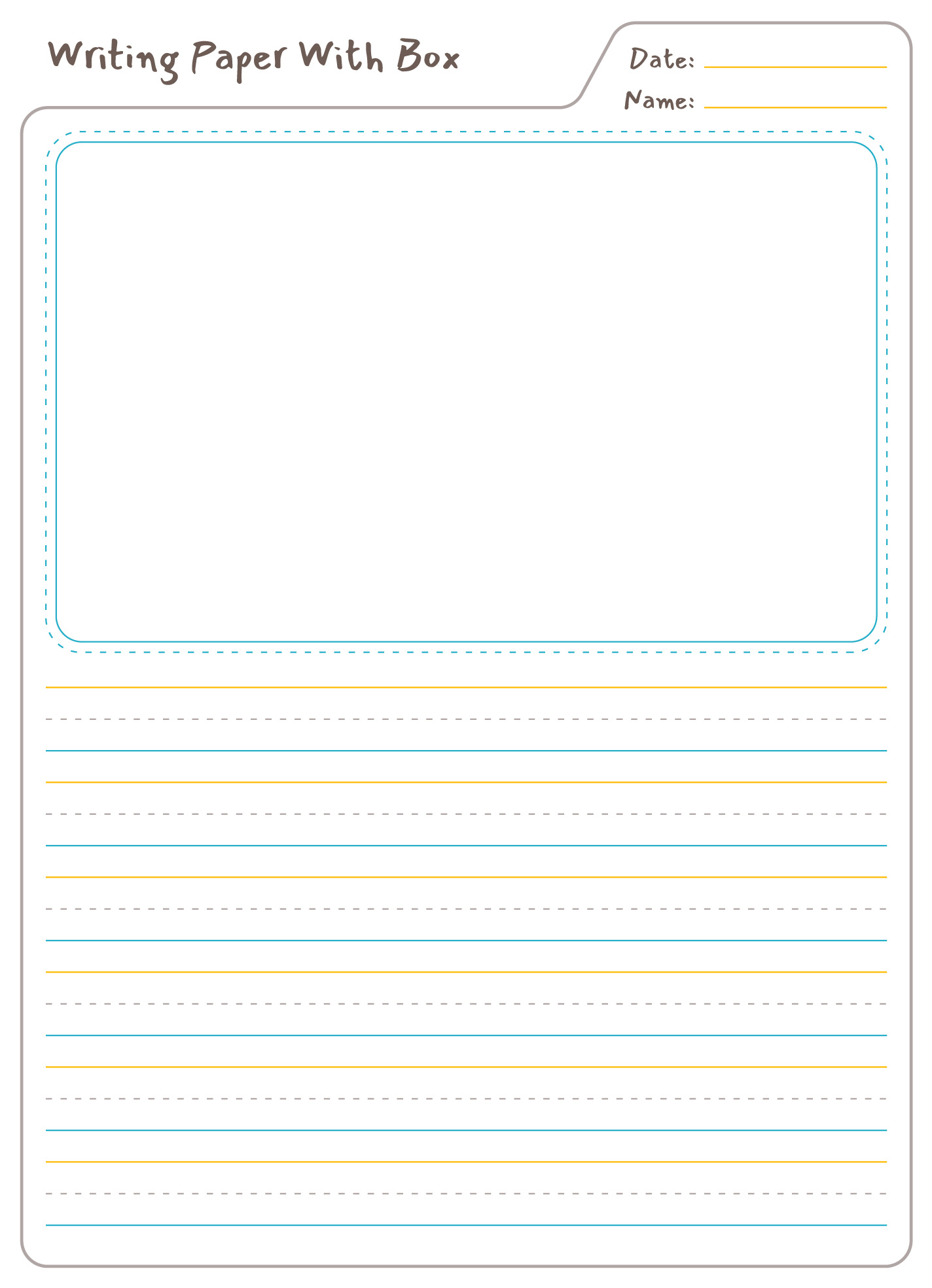 Lined Paper With Picture Box Free Google Docs Template - Gdoc.io for Free Printable Writing Paper With Picture Box
