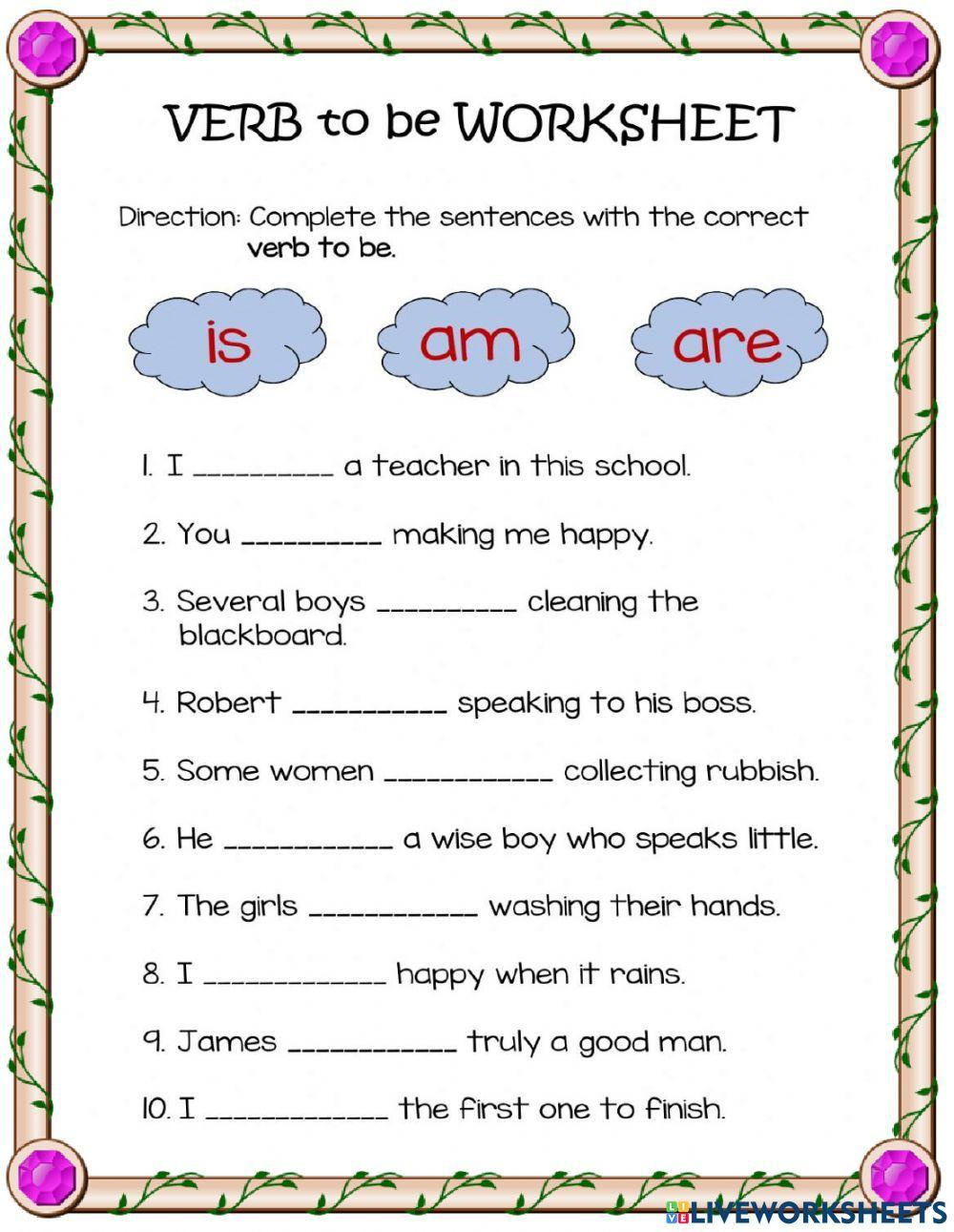 Linking Verbs Online Worksheet For Grade 2 | Live Worksheets in Free Printable Linking Verbs Worksheets