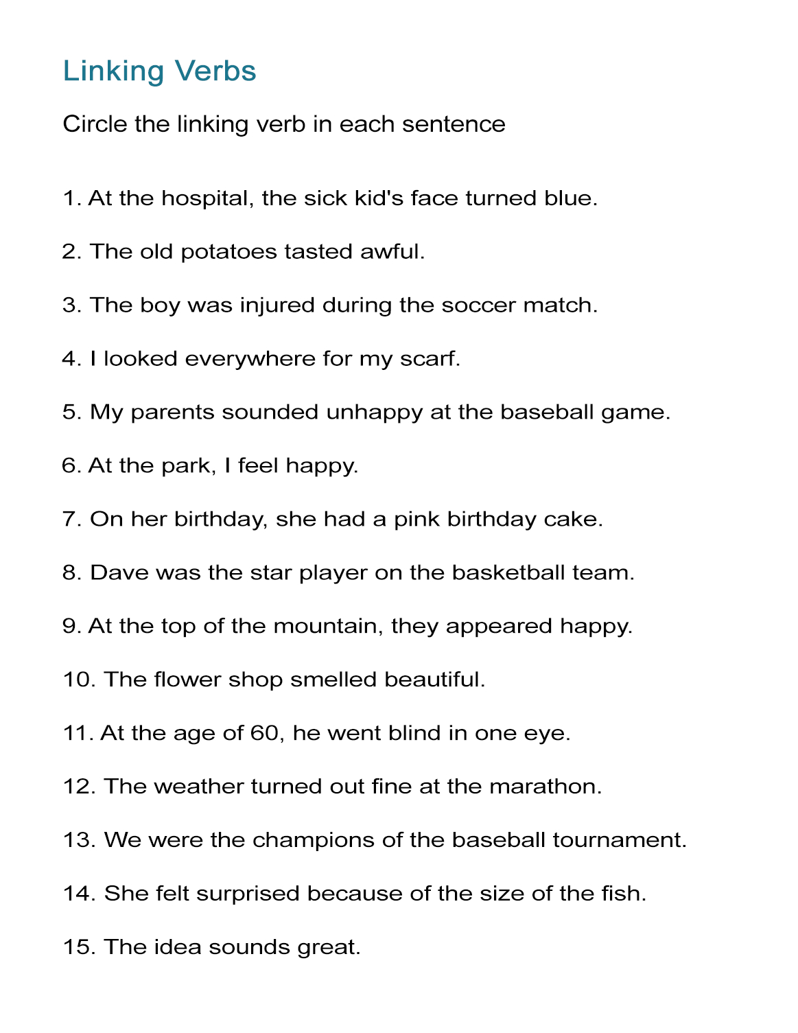 Linking Verbs Worksheet: Find The Linking Verbs - All Esl intended for Free Printable Linking Verbs Worksheets