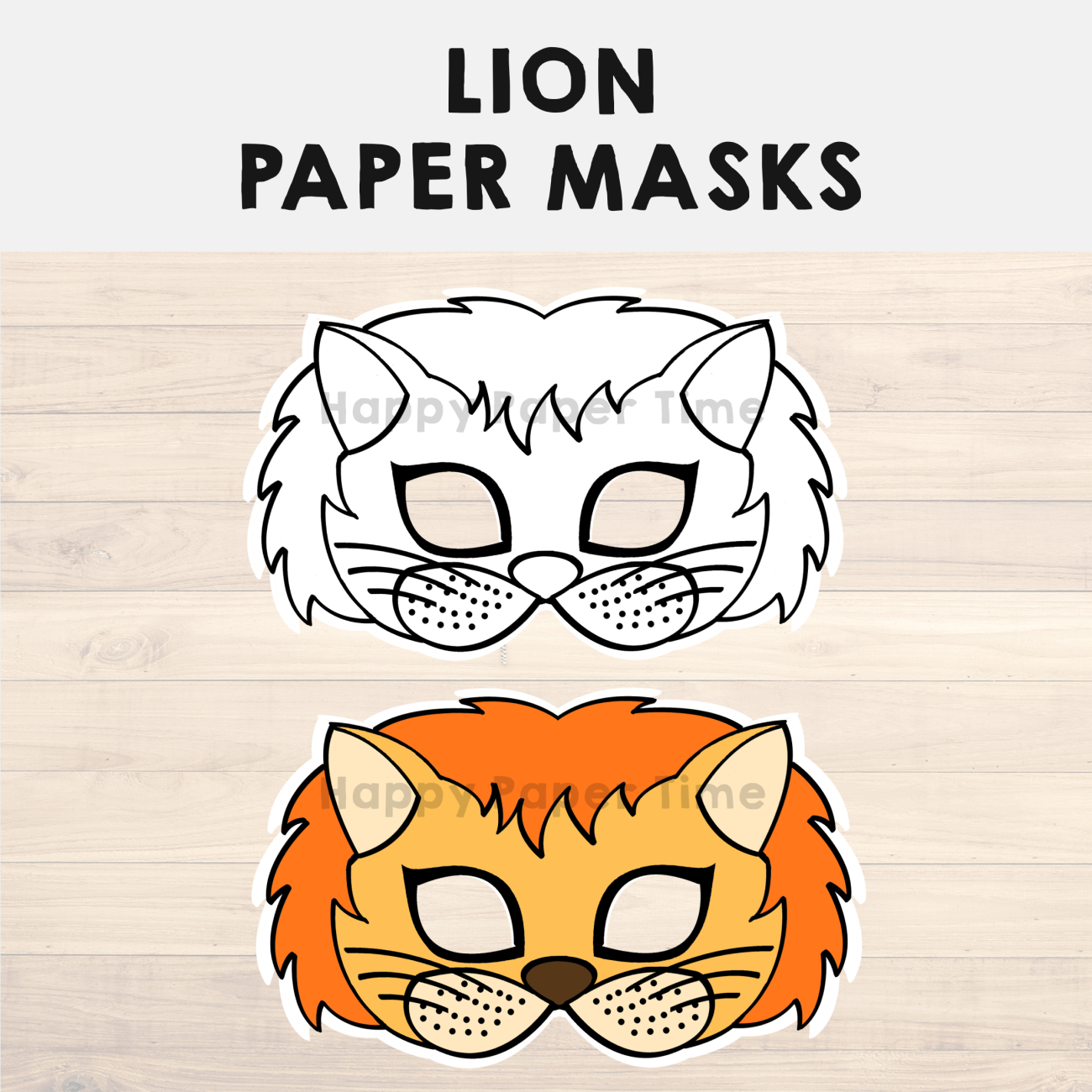 Lion Paper Masks Printable Africa Animal Coloring Craft Activity with Free Printable Lion Mask