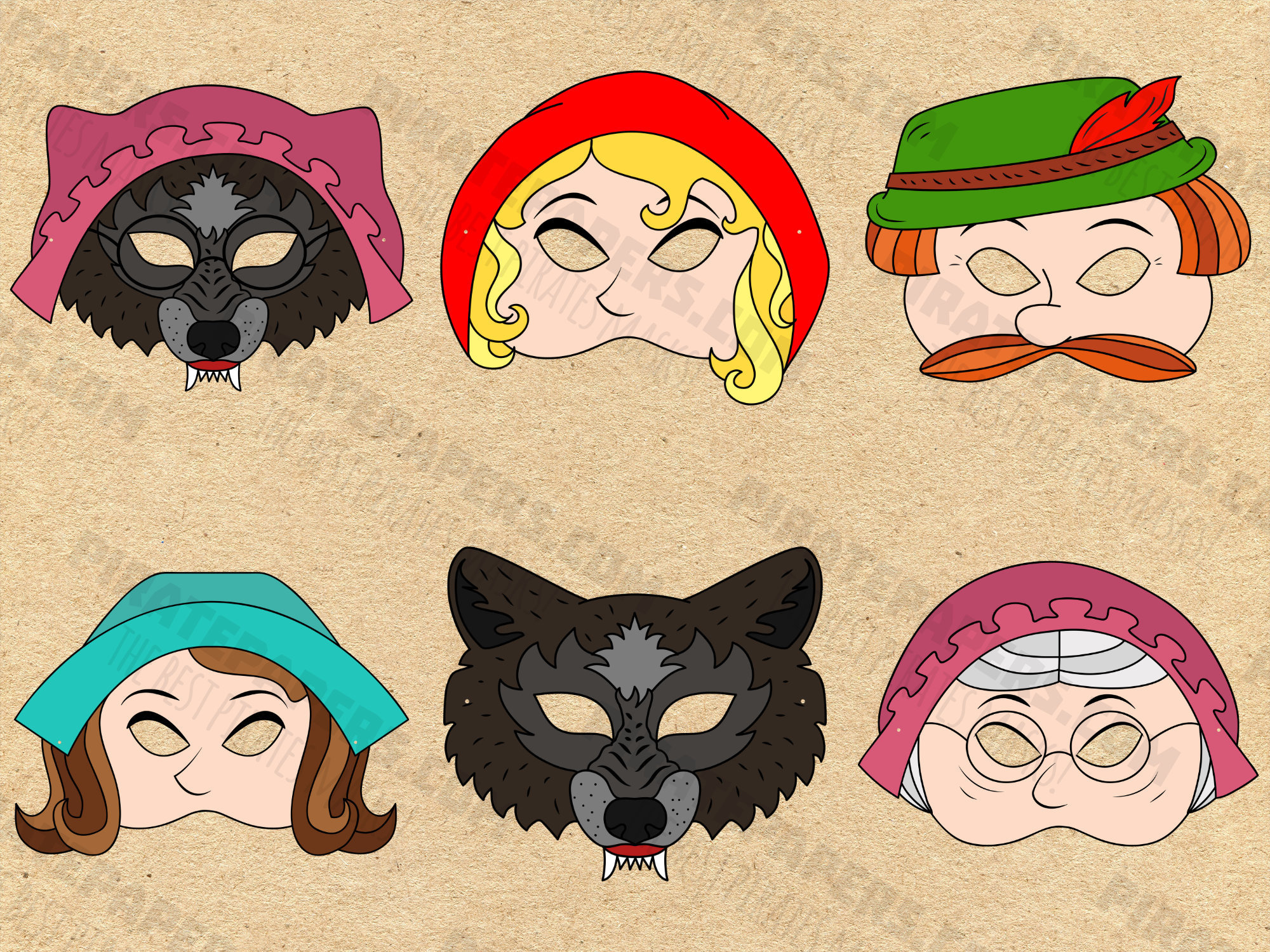 Little Red Riding Hood Masks Printable, Mother, Grandma, Big Bad with Little Red Riding Hood Masks Printable Free