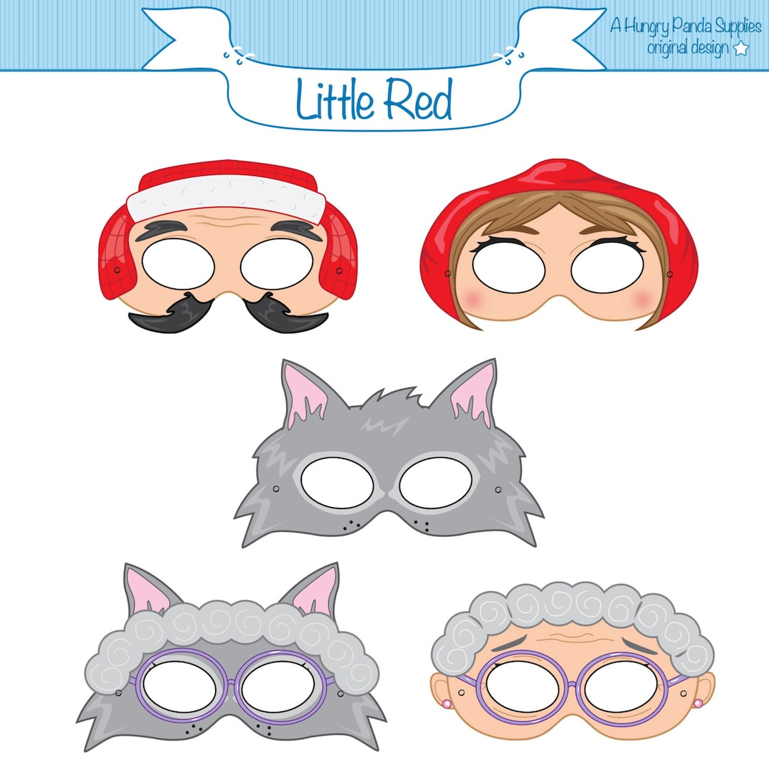 Little Red Riding Hood Printable Masks, Red Riding Hood, Wolf Mask for Little Red Riding Hood Masks Printable Free
