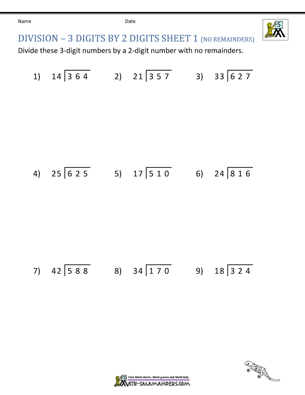 Long Division Worksheets For 5Th Grade for Free Printable Long Division Worksheets 5Th Grade