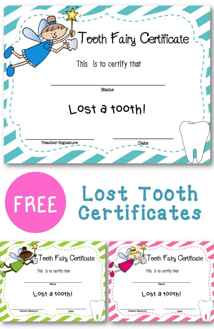 Lost Tooth Certificate inside Free Printable First Lost Tooth Certificate