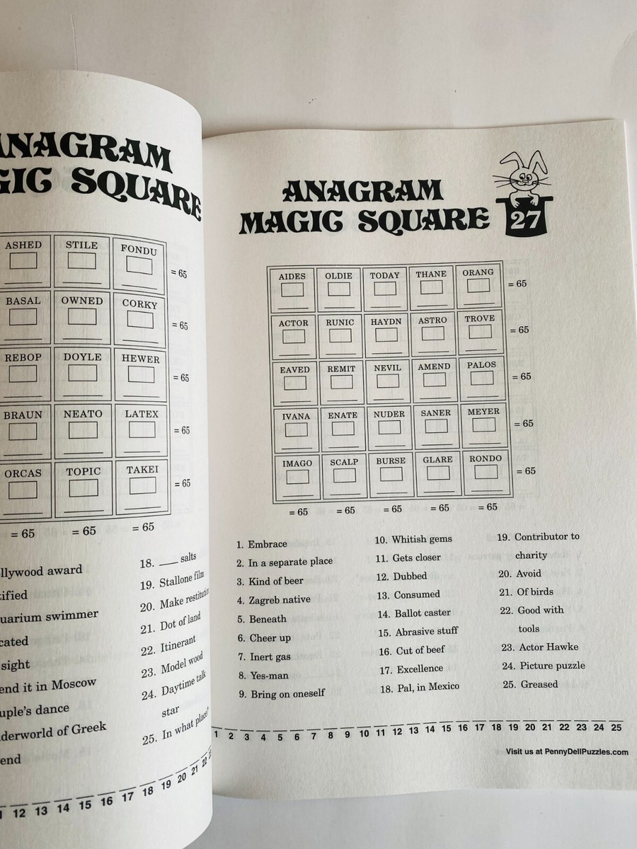 Lot Of 3 Anagram Magic Squares Penny Press Selected Puzzles 85-87 inside Free Printable Anagram Magic Square Puzzles