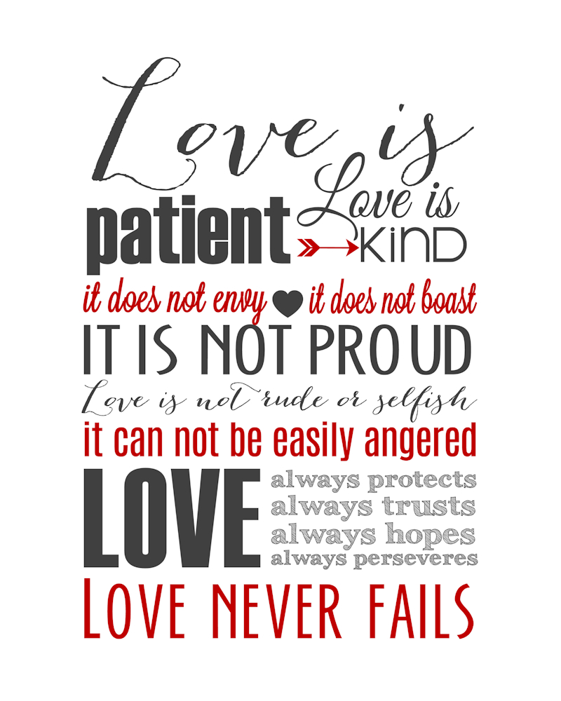 Love Is Patient Subway Art Printable {1 Corinthians 13} - The Girl inside Love Is Patient Free Printable