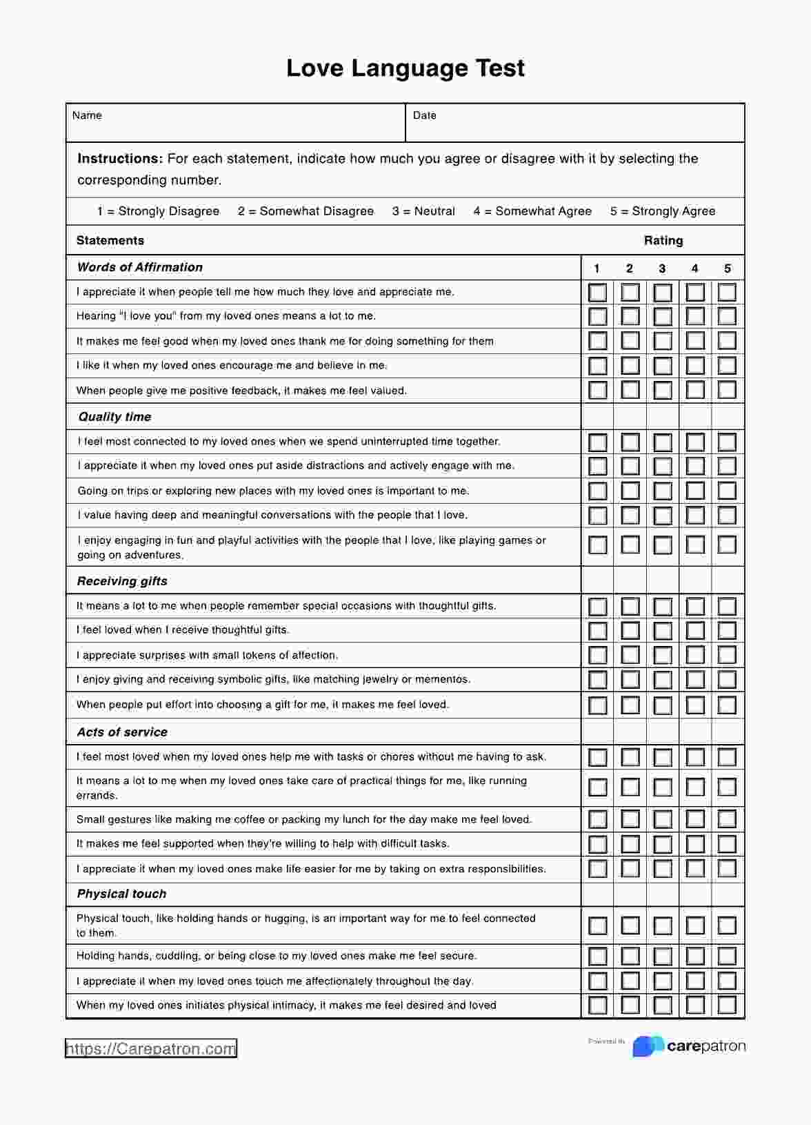 Love Language Test &Amp; Example | Free Pdf Download - Worksheets intended for Free Printable Love Language Quiz