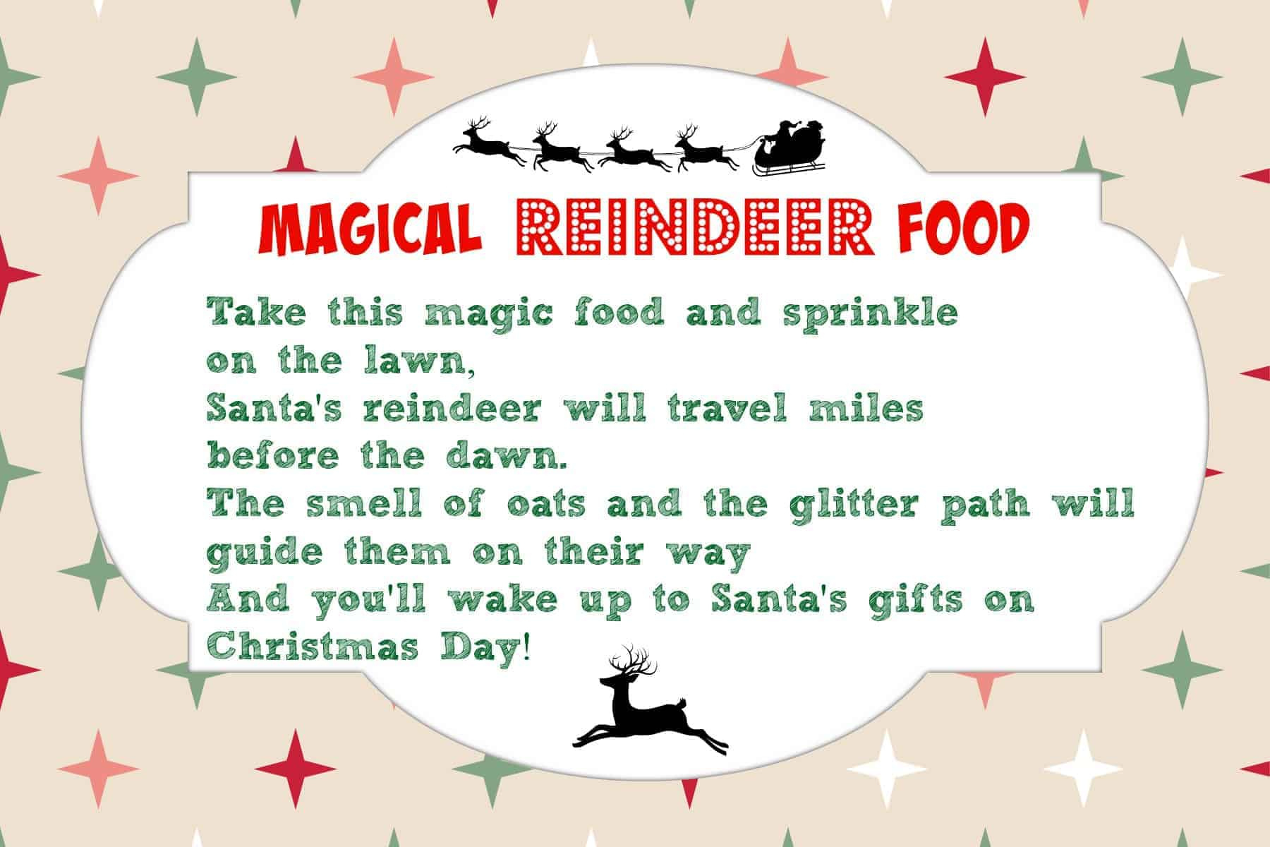 Magical Reindeer Food Recipe + Free Printable Poem Tag - Mama Cheaps® within Free Printable Reindeer Dust Poem