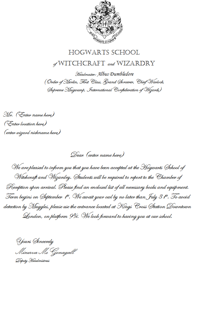 Make Your Own Hogwarts Acceptance Letter - Instructables pertaining to Hogwarts Acceptance Letter Template Free Printable