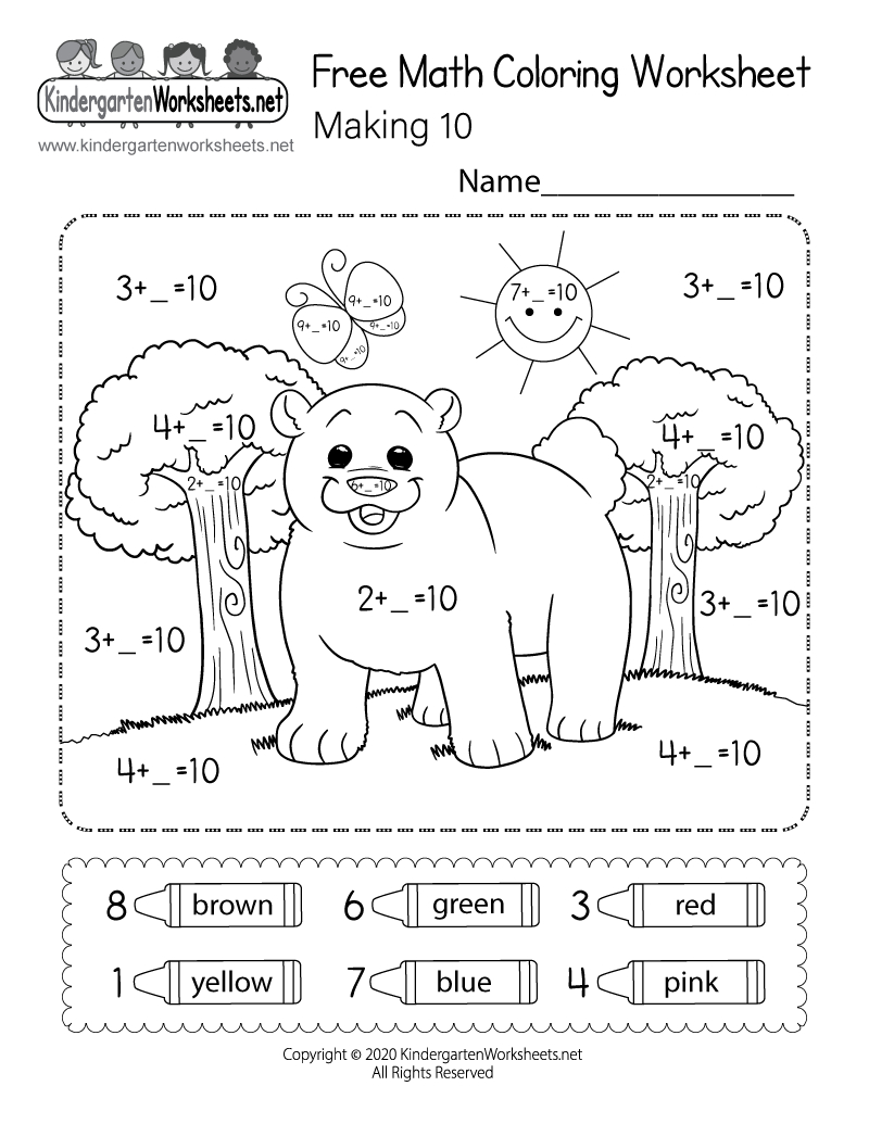 Making 10 Math Coloring Worksheet - Free Printable, Digital, & Pdf inside Free Printable Math Coloring Sheets