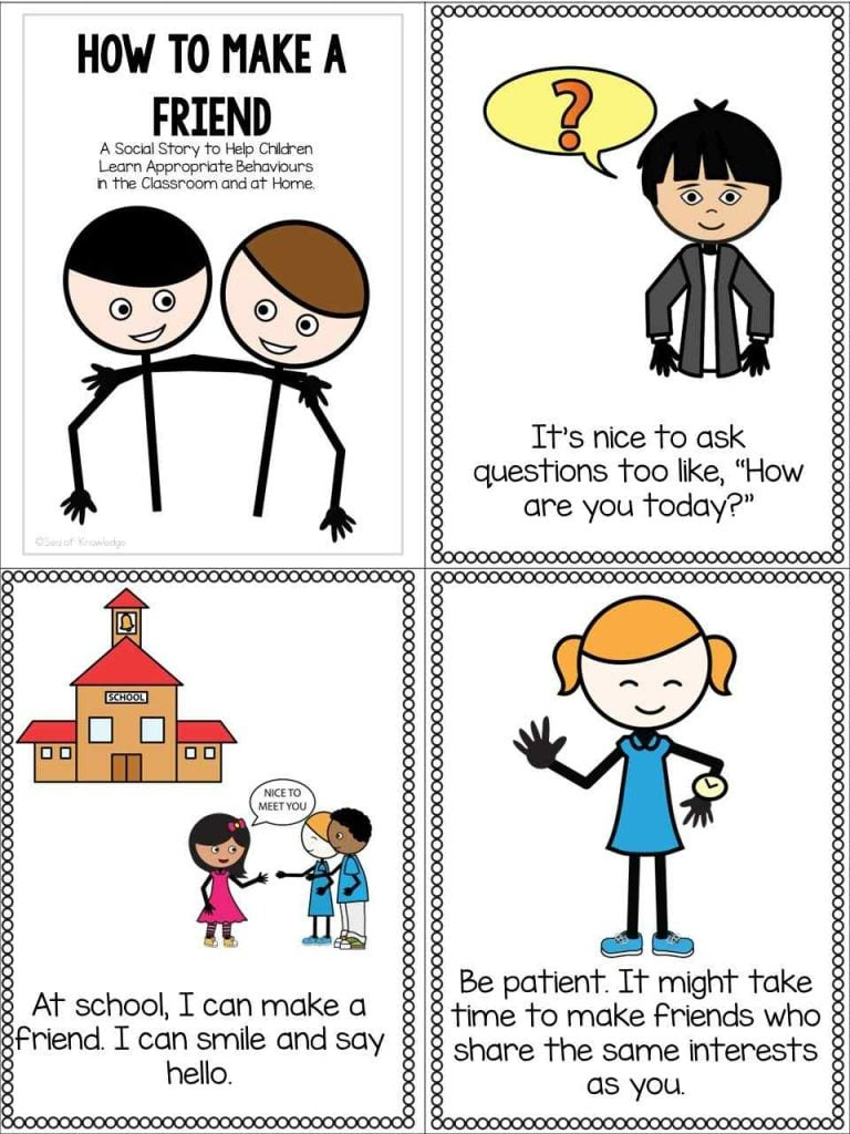 Making Friends Social Story Pdf Free With Activities in Free Printable Social Stories For Kids