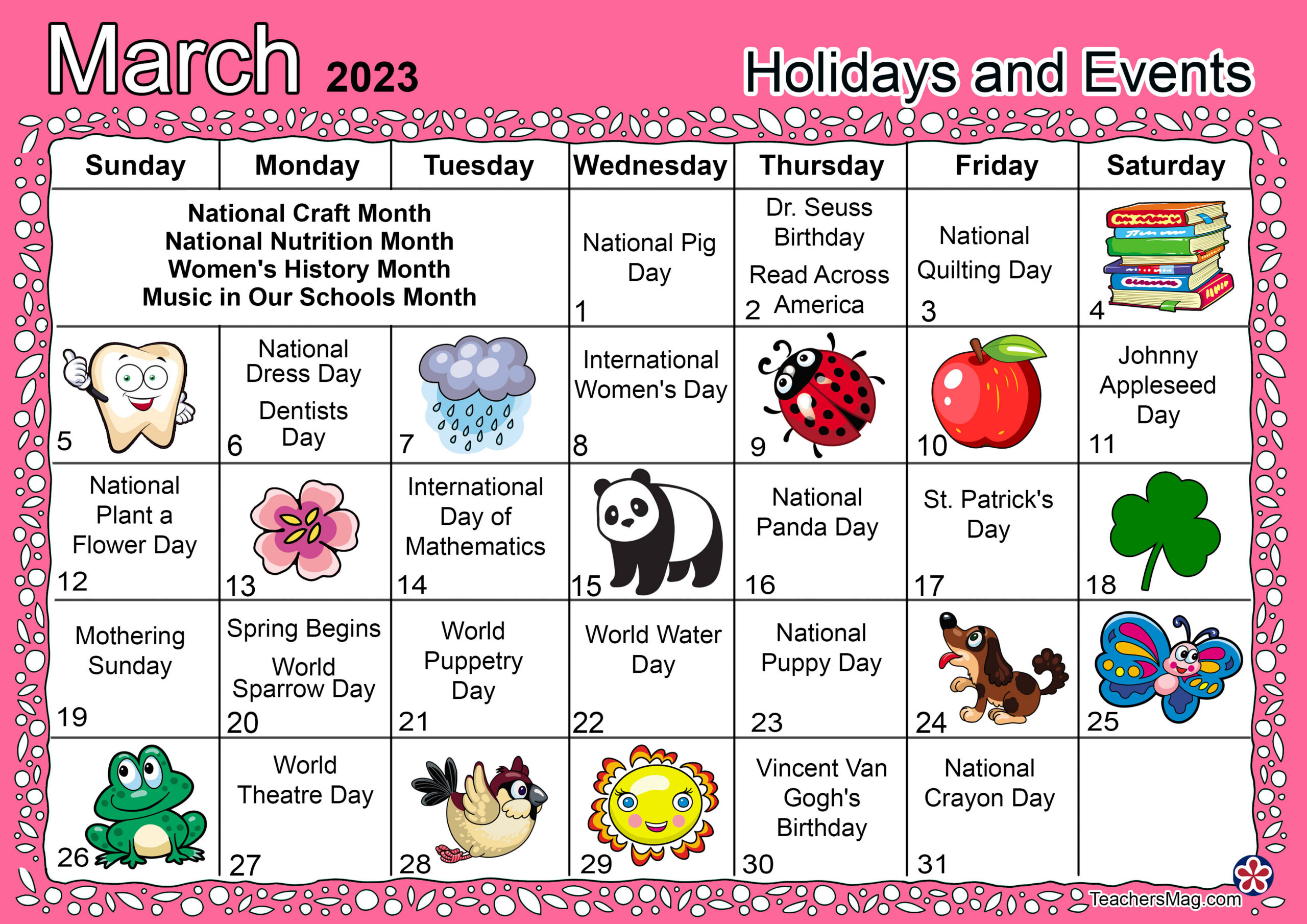 March Preschool Themes And Activity Calendar. Teachersmag inside Free Printable March Activities