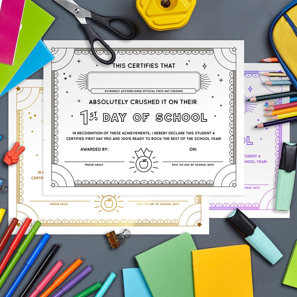 Mark The First Day Of School With A Fun Free Printable Award with regard to Free Printable First Day Of School Certificate