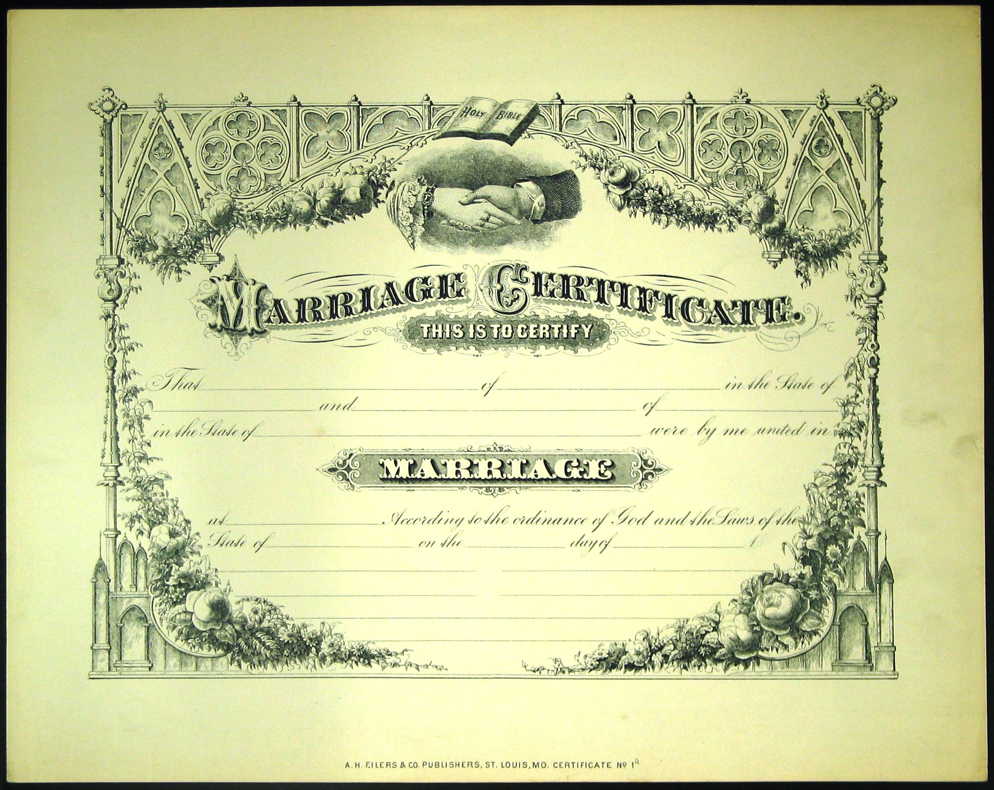 Marriage Certificate. [Blank] | Digital Collections inside Fake Marriage Certificate Printable Free