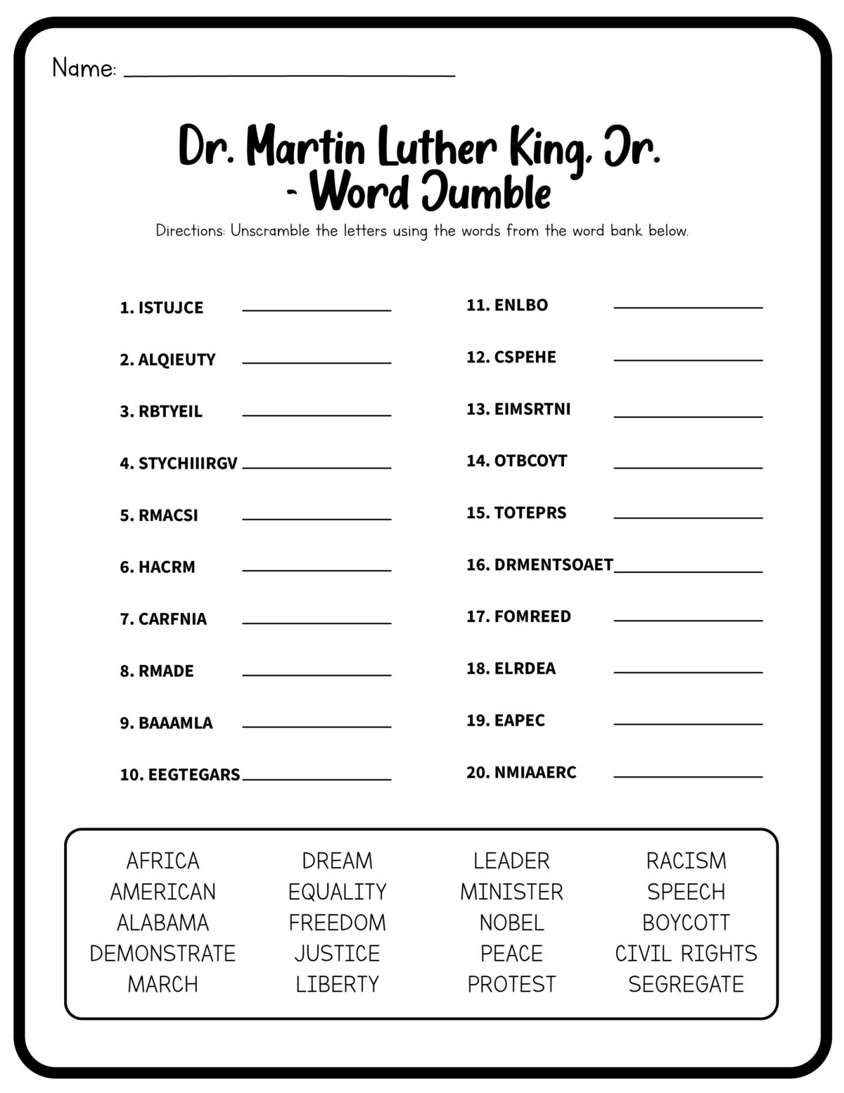 Martin Luther King, Jr. Worksheets (Free Printables) - Frugal Mom throughout Free Printable Martin Luther King Jr Worksheets