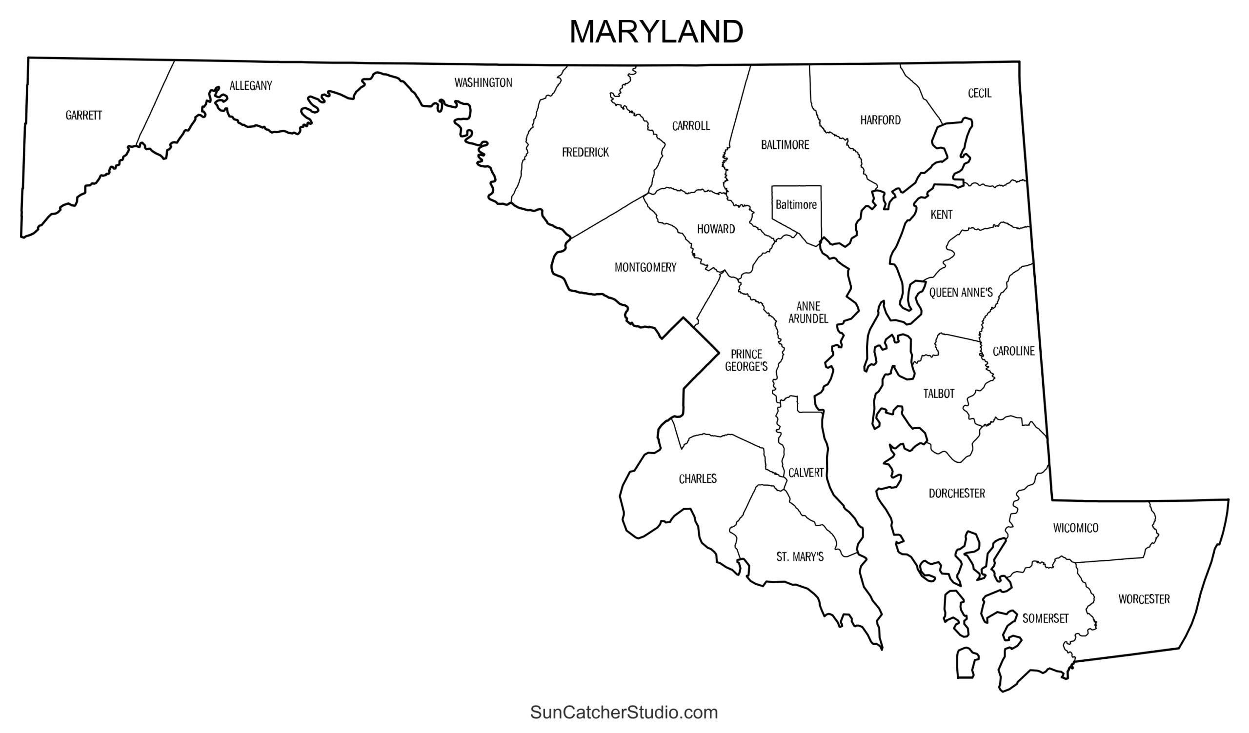 Maryland County Map (Printable State Map With County Lines) – Free within Free Printable Map Of Maryland