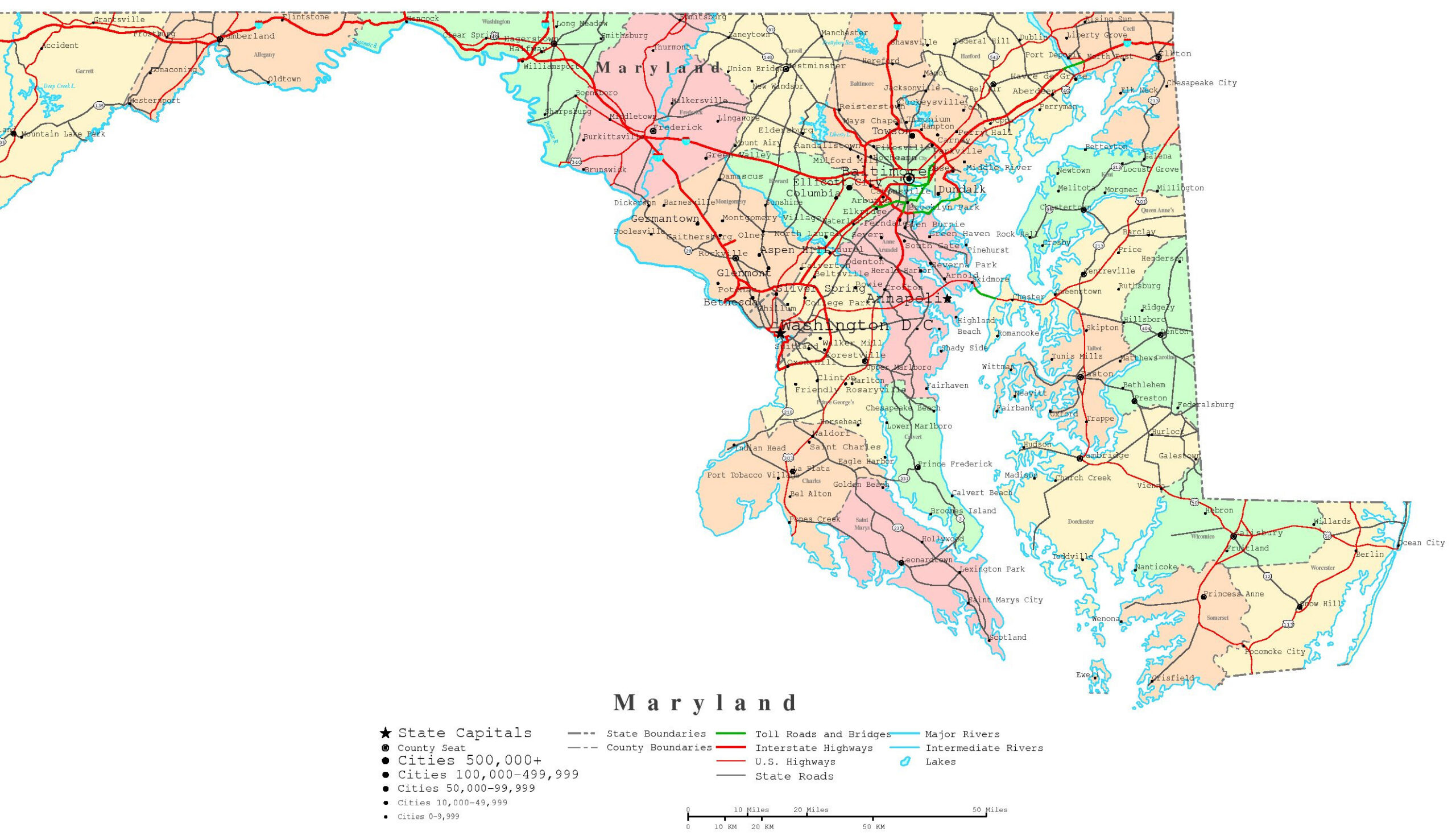 Maryland Printable Map with Free Printable Map Of Maryland