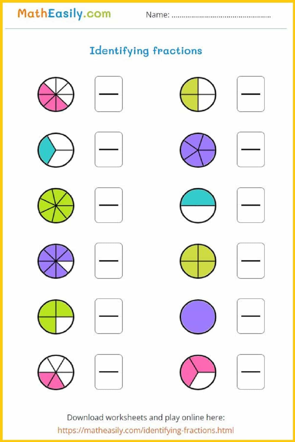 Math Fractions Worksheets Pdf | Free Download with regard to Free Printable First Grade Fraction Worksheets