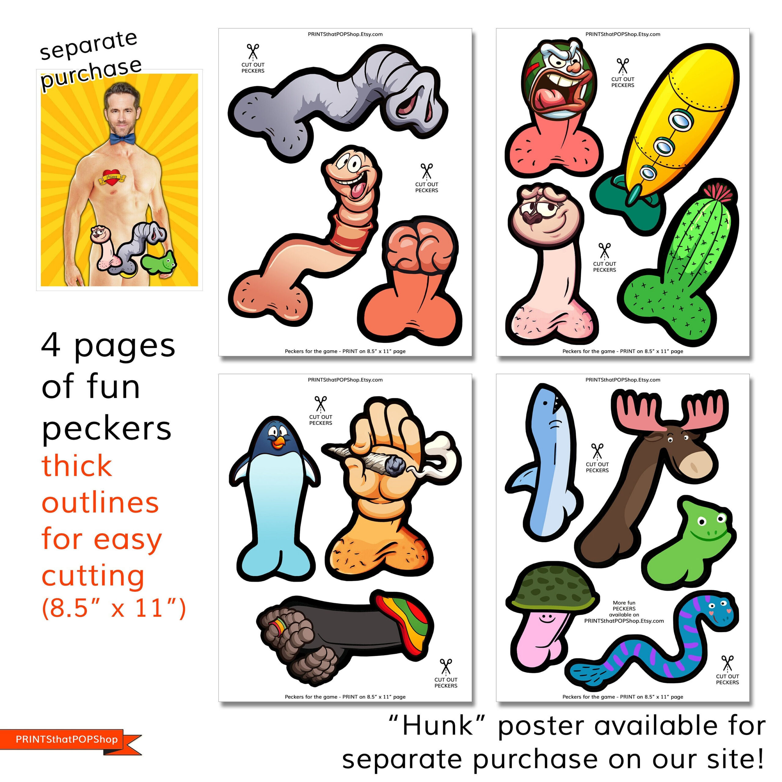 Mature,Extra Peckers,Extra Junk For Pinning On The Hunk Game within Pin The Junk On The Hunk Free Printable