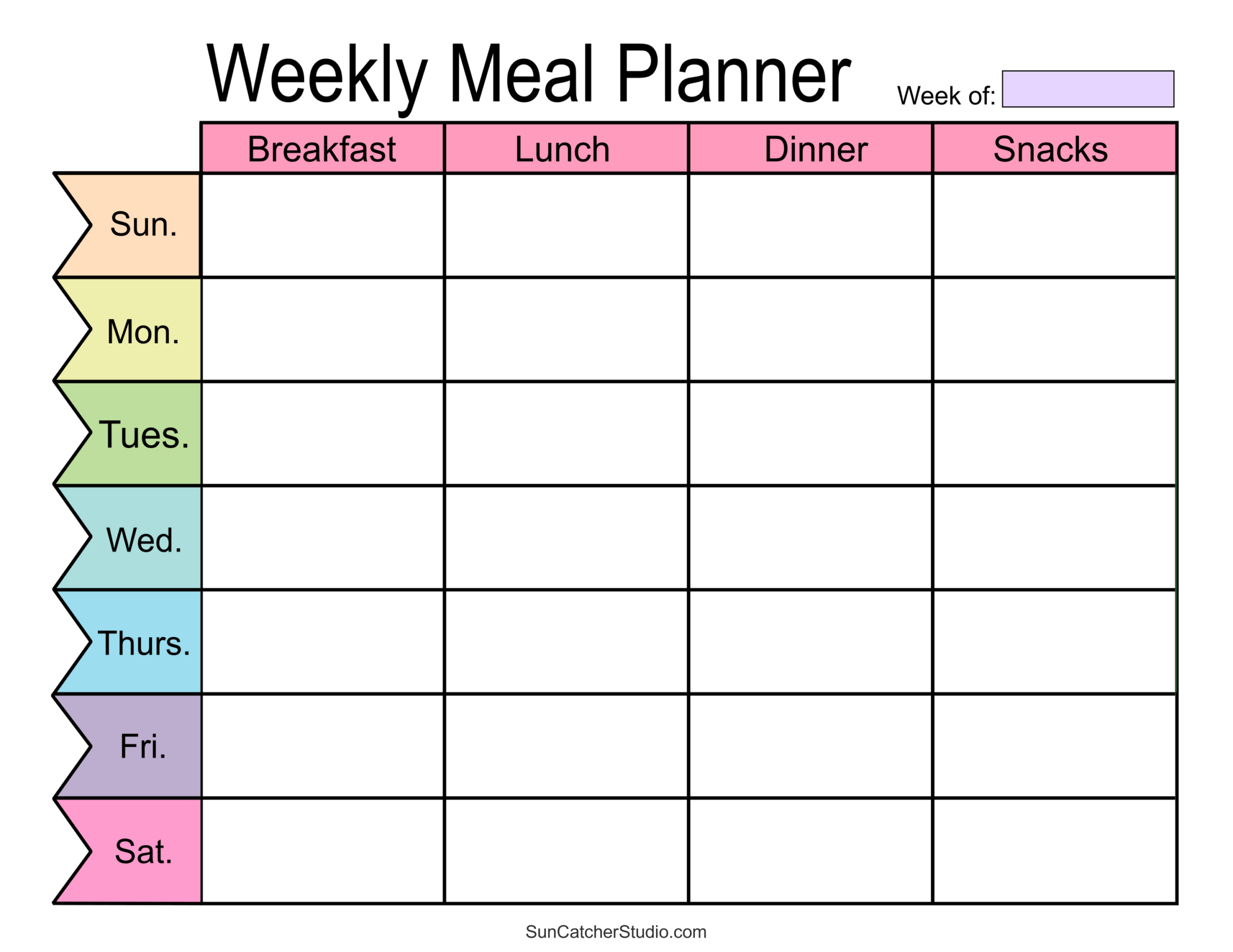 Meal Planners: Printable Weekly Menu Templates (Pdf) – Free pertaining to Weekly Menu Free Printable