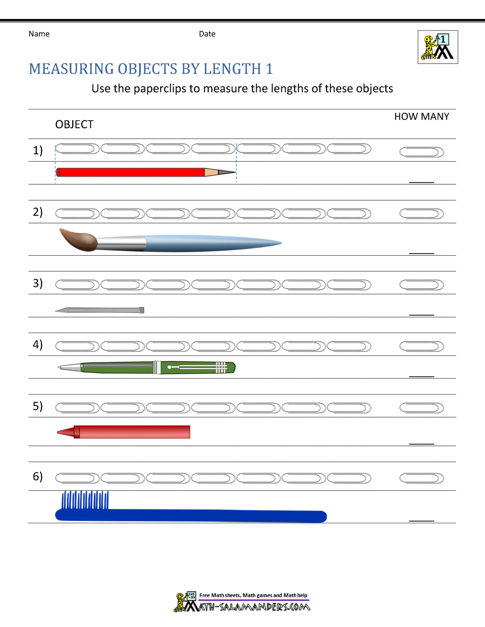 Measurement Worksheets For First Grade with Free Printable Measurement Worksheets Grade 1