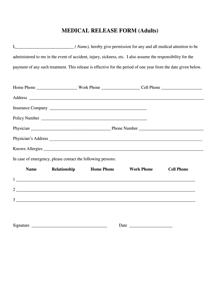 Medical Release Form Template: Fill Out & Sign Online | Dochub intended for Free Printable Medical Release Form