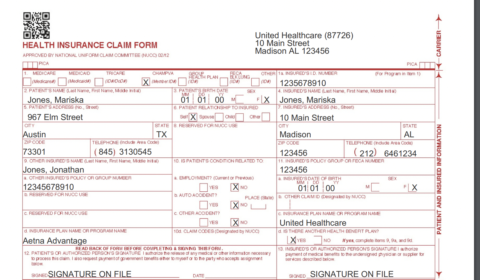 Medicare Medical Claim Form Pdf Cms-1500 Form Example New Cms 1500 with Free Printable Cms 1500 Form 02 12