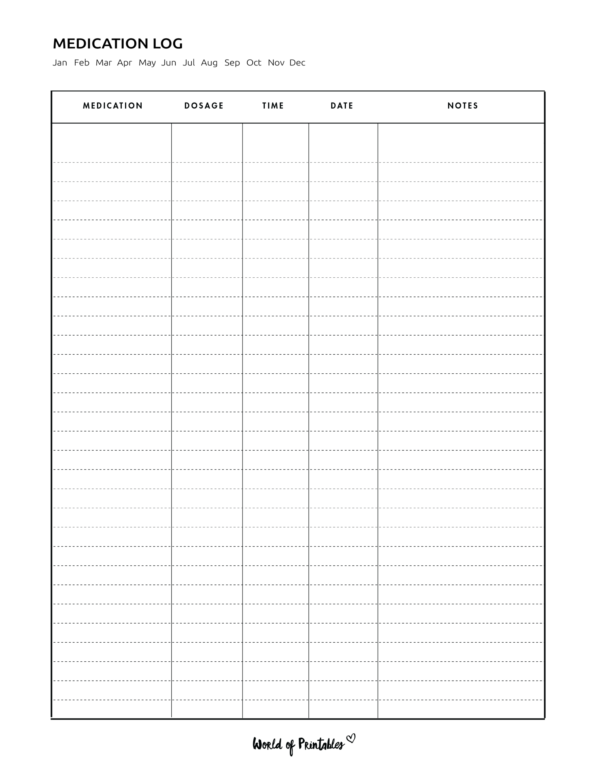 Medication Log - 8 Of The Best Templates - World Of Printables with Free Printable Medication Log