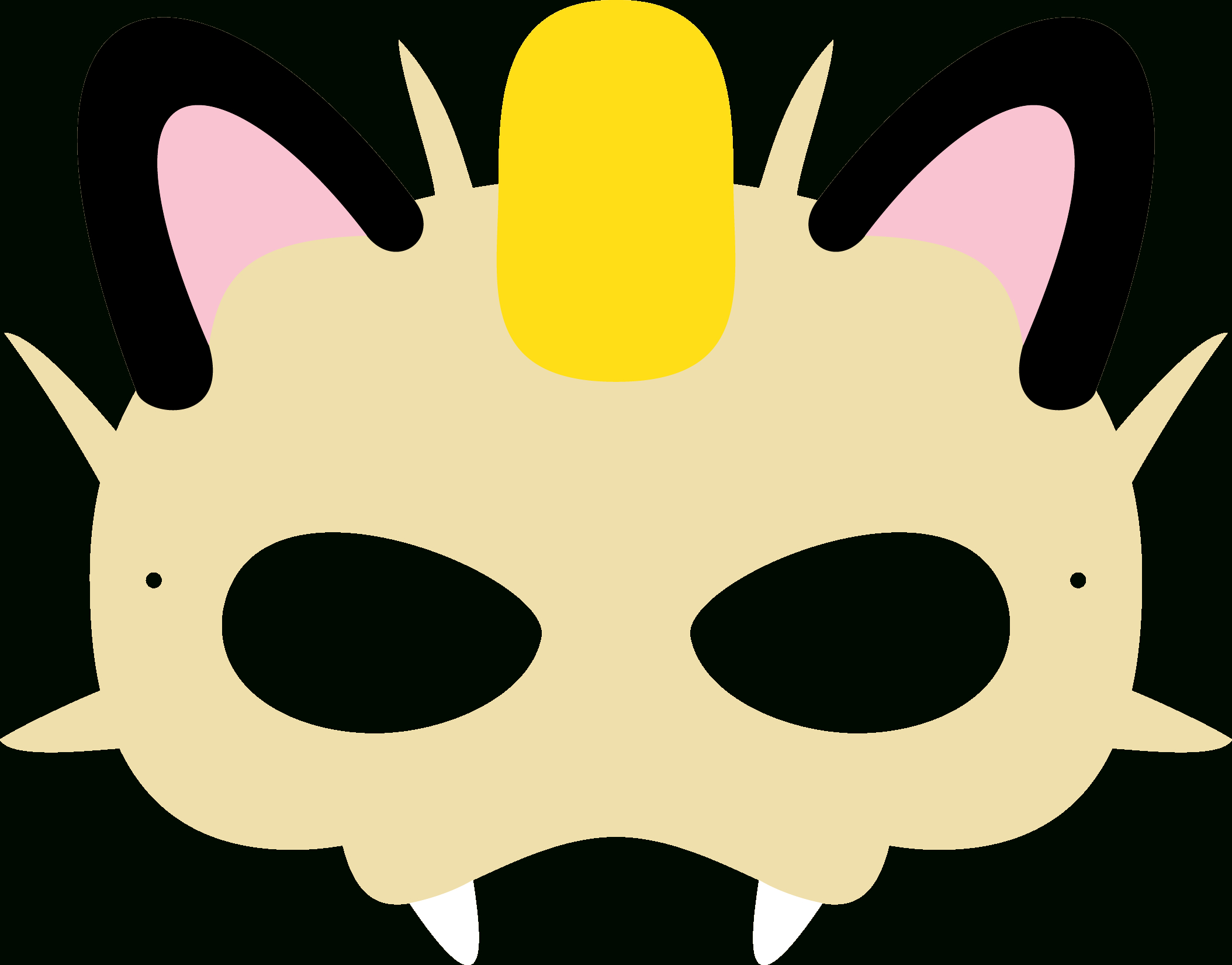 Meowth Inspired Mask - Pokemon Mask Printable - (2108X1650) Png for Free Printable Pokemon Masks