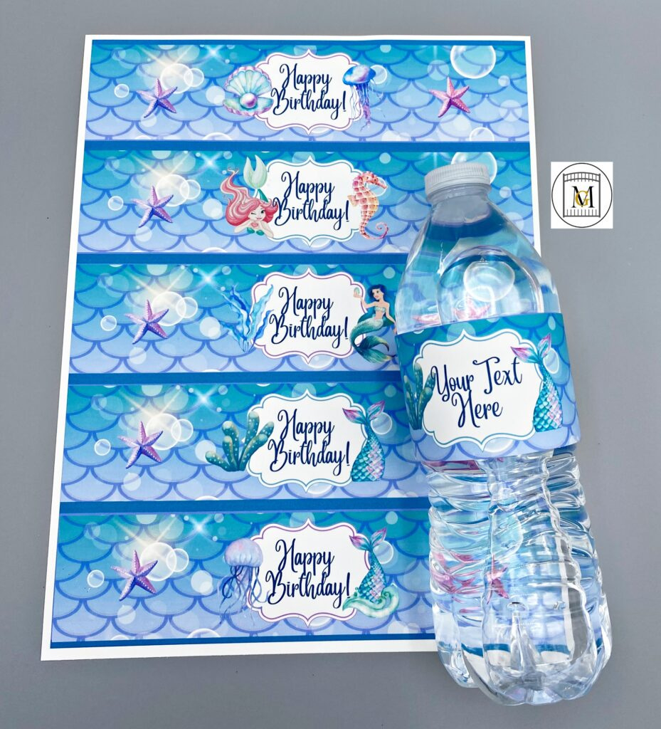Mermaid Birthday Water Bottle Editable Label · Major Gates with regard to Free Printable Little Mermaid Water Bottle Labels