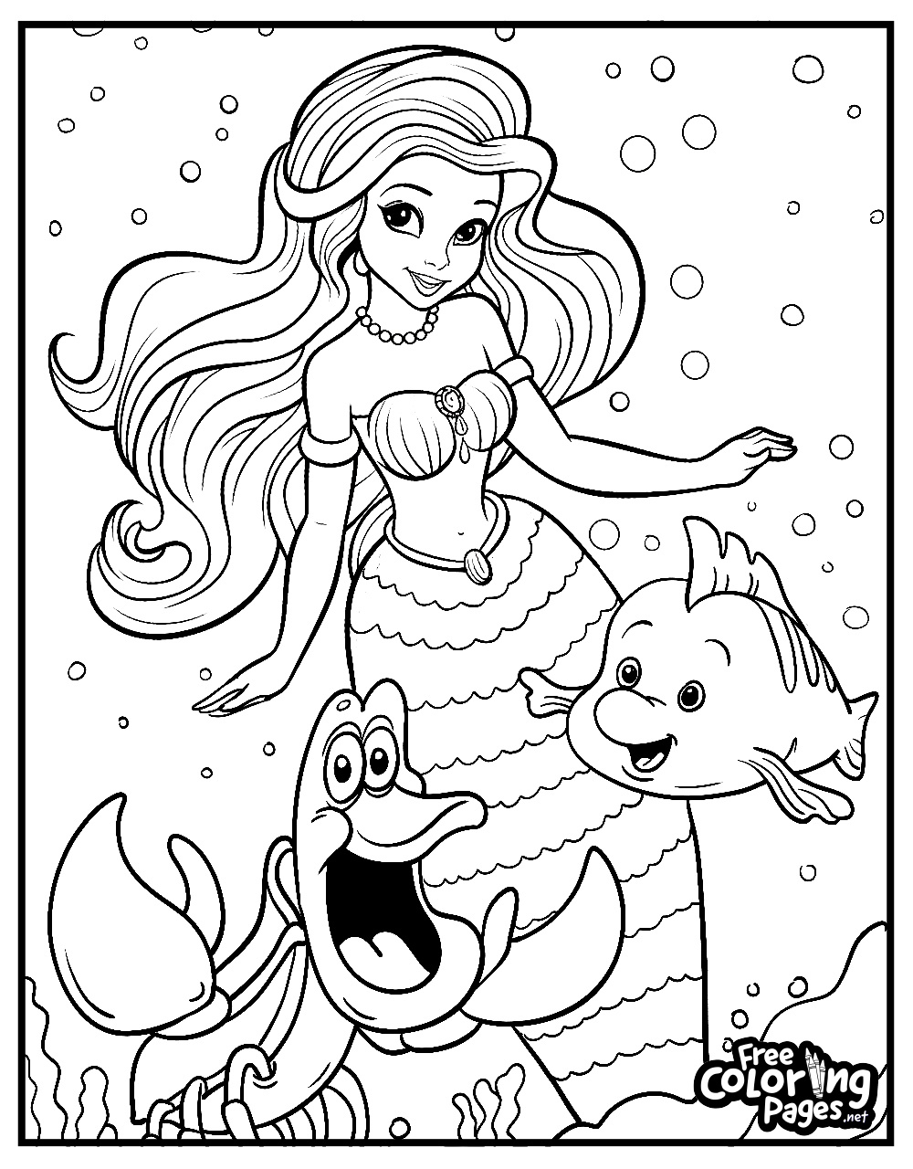 Mermaid Coloring Pages | Ariel Coloring Pages | Freecoloringpages for Free Mermaid Printables